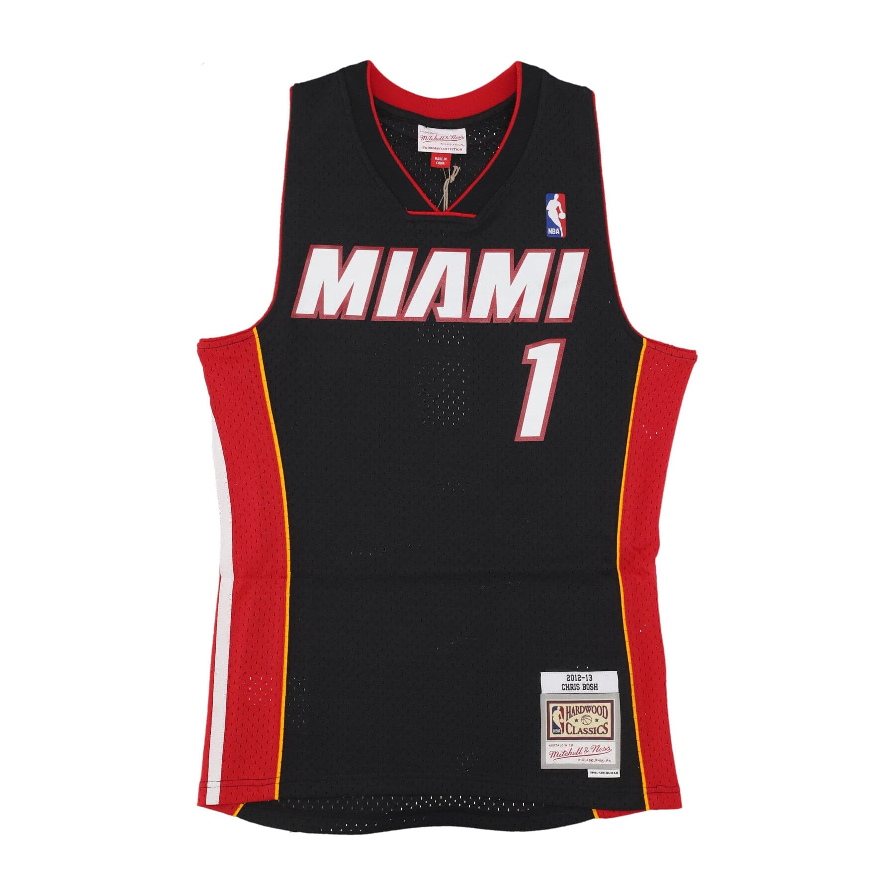 MITCHELL &amp; NESS Canotta Basket Uomo Nba Black Jersey 2012 No 1 Chris Bosh Miahea Black – Mitchell & Ness – nero