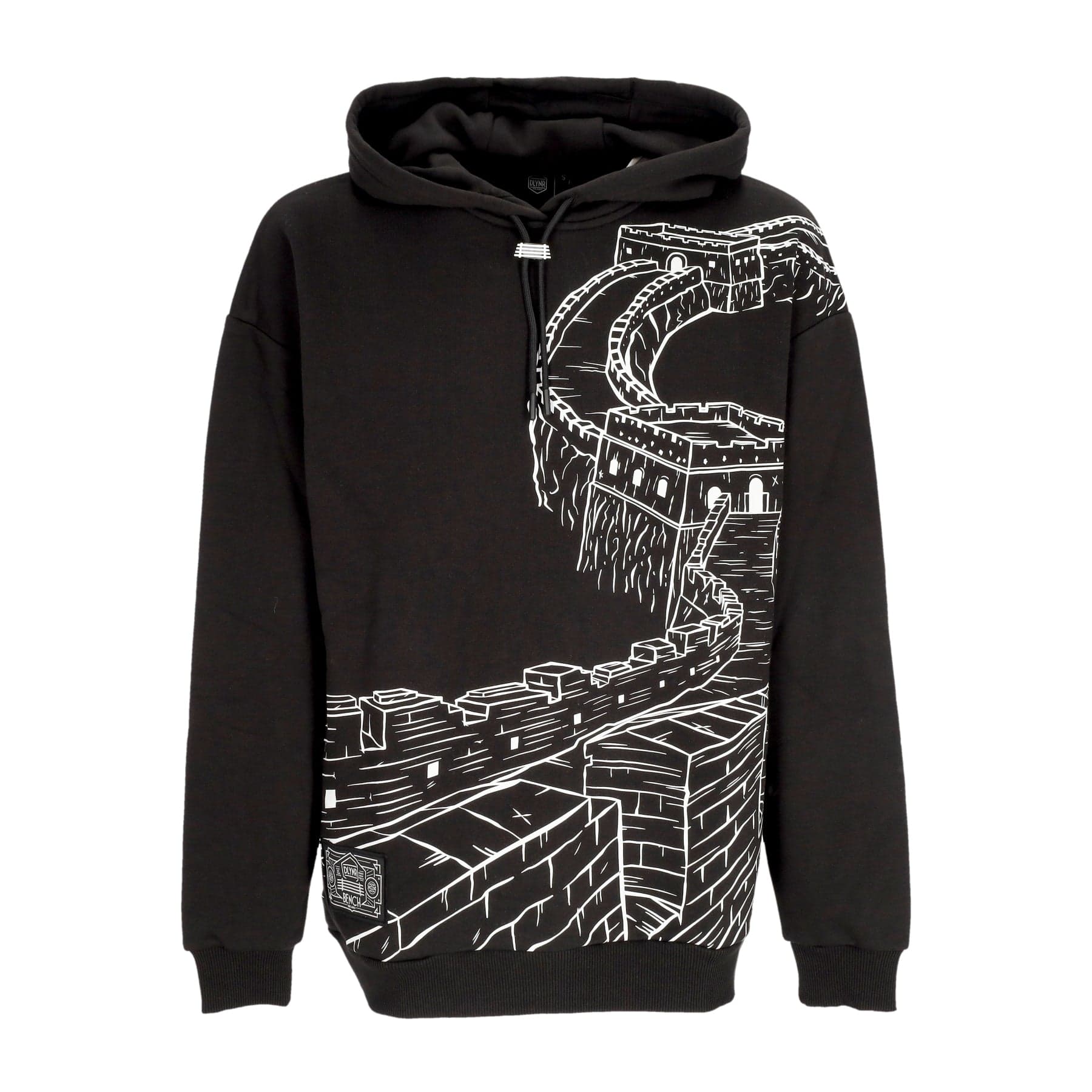 DOLLY NOIRE Felpa Leggera Cappuccio Uomo Chinese Wall Outline Over Hoodie Black/white - 3
