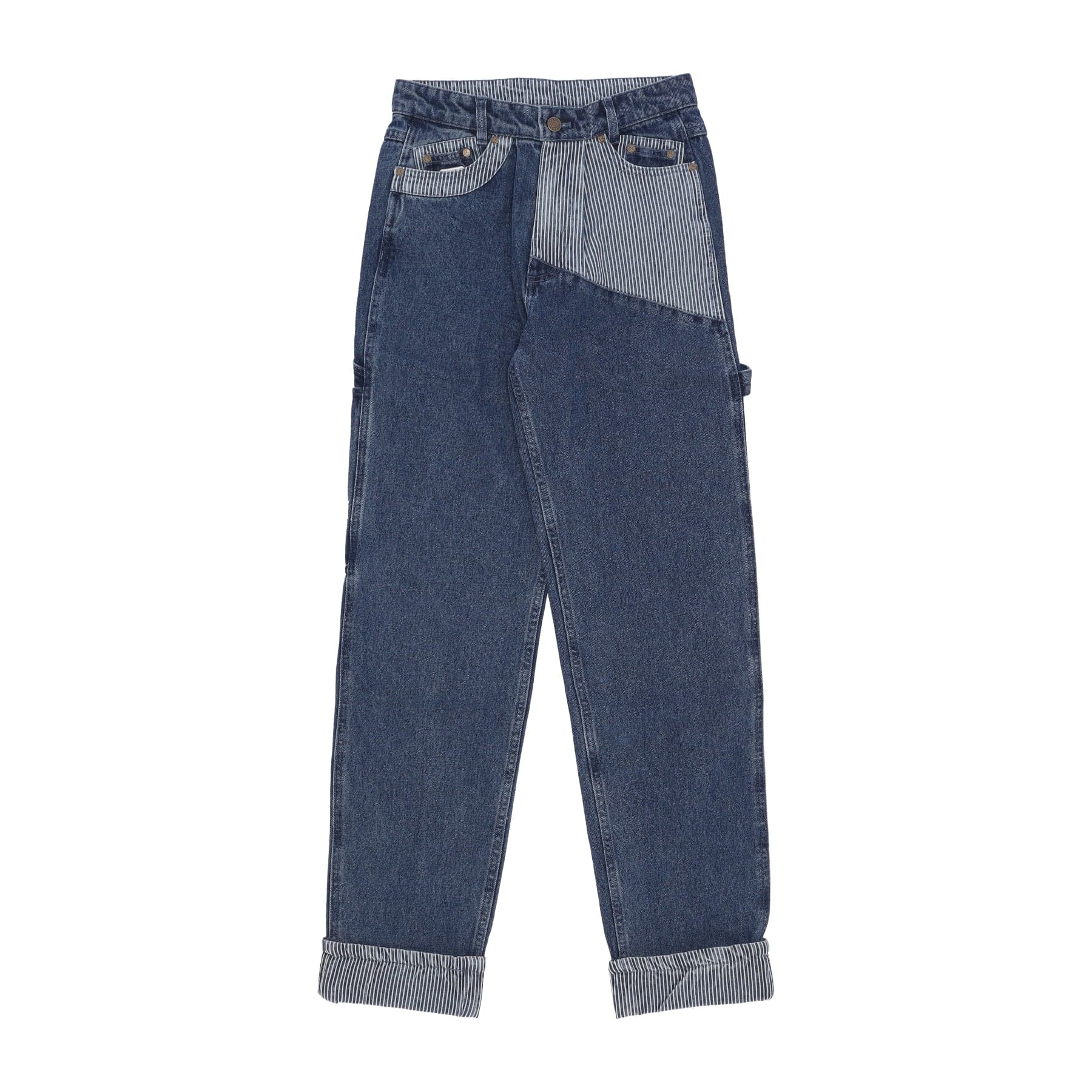 KARL KANI Jeans Uomo Og Stripe Block Denim Baggy Workwear Pants Blue/white - 3