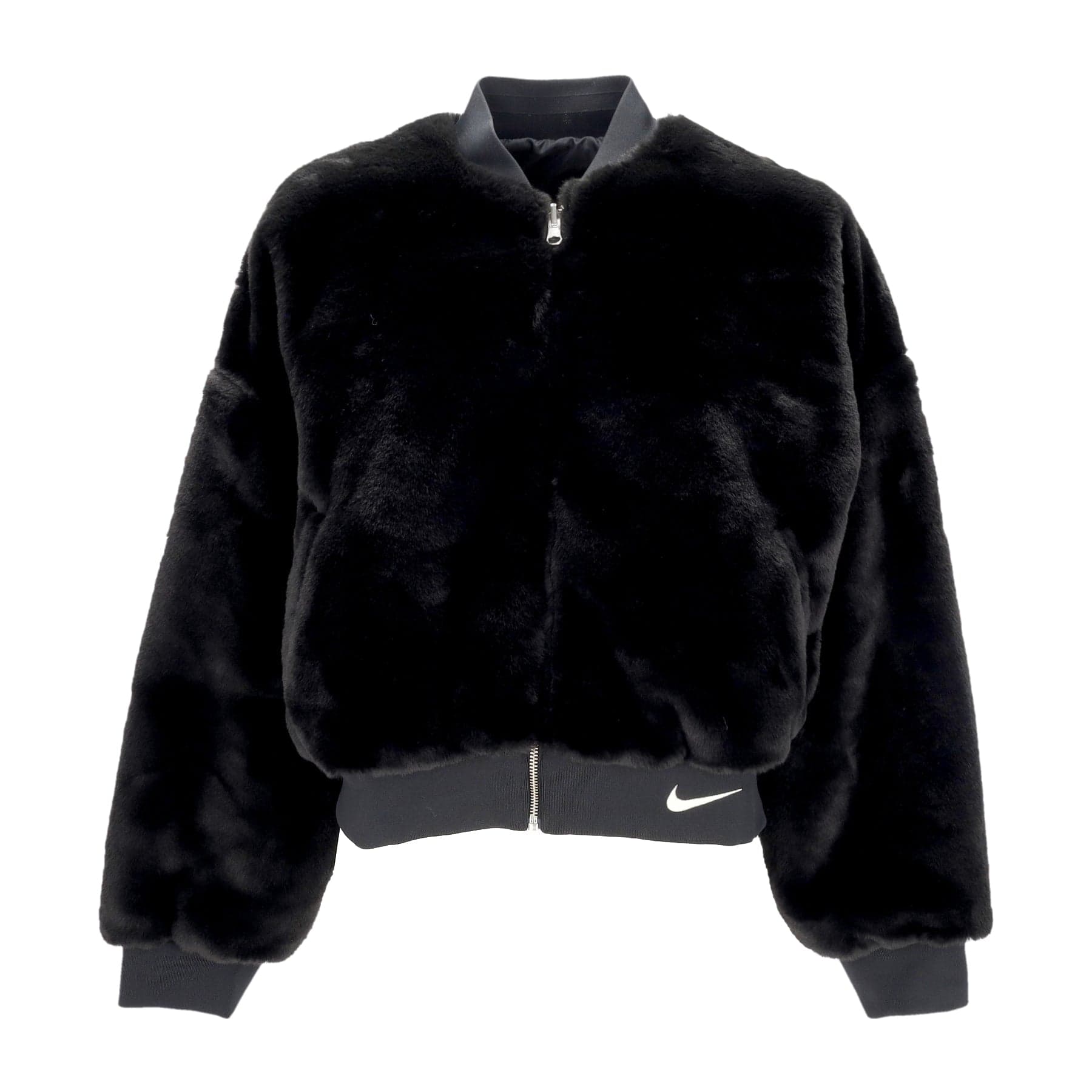 Nike Pelliccia Donna W Sportswear Reversible Faux Fur Bomber Black/coconut Milk - 5