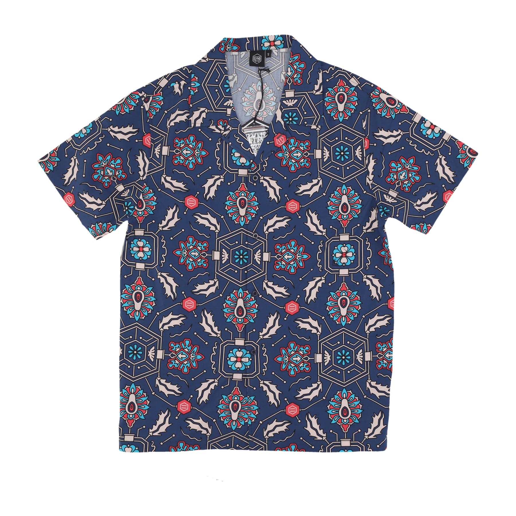 DOLLY NOIRE Camicia Manica Corta Uomo Fronds Tapestry Bowling Shirt Blue - 5
