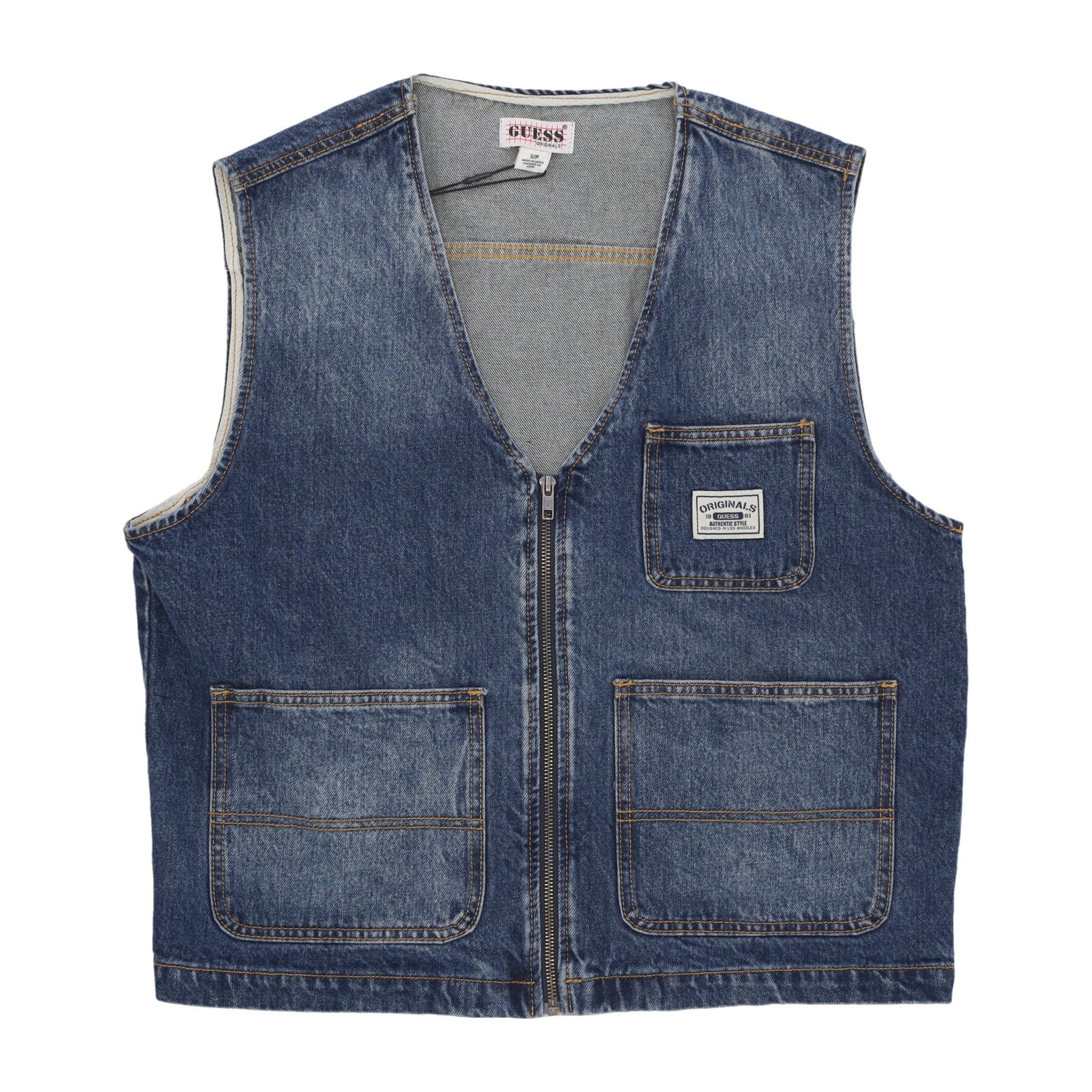GUESS ORIGINALS Smanicato Uomo Go Denim Vest Originals Dark Wash - 4