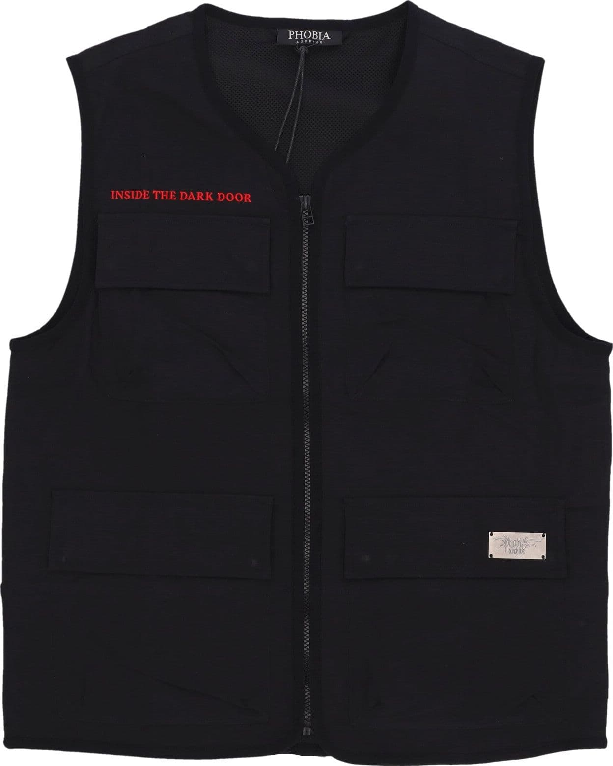 PHOBIA Smanicato Uomo Screaming Skull Print Worker Gilet Black – giacca