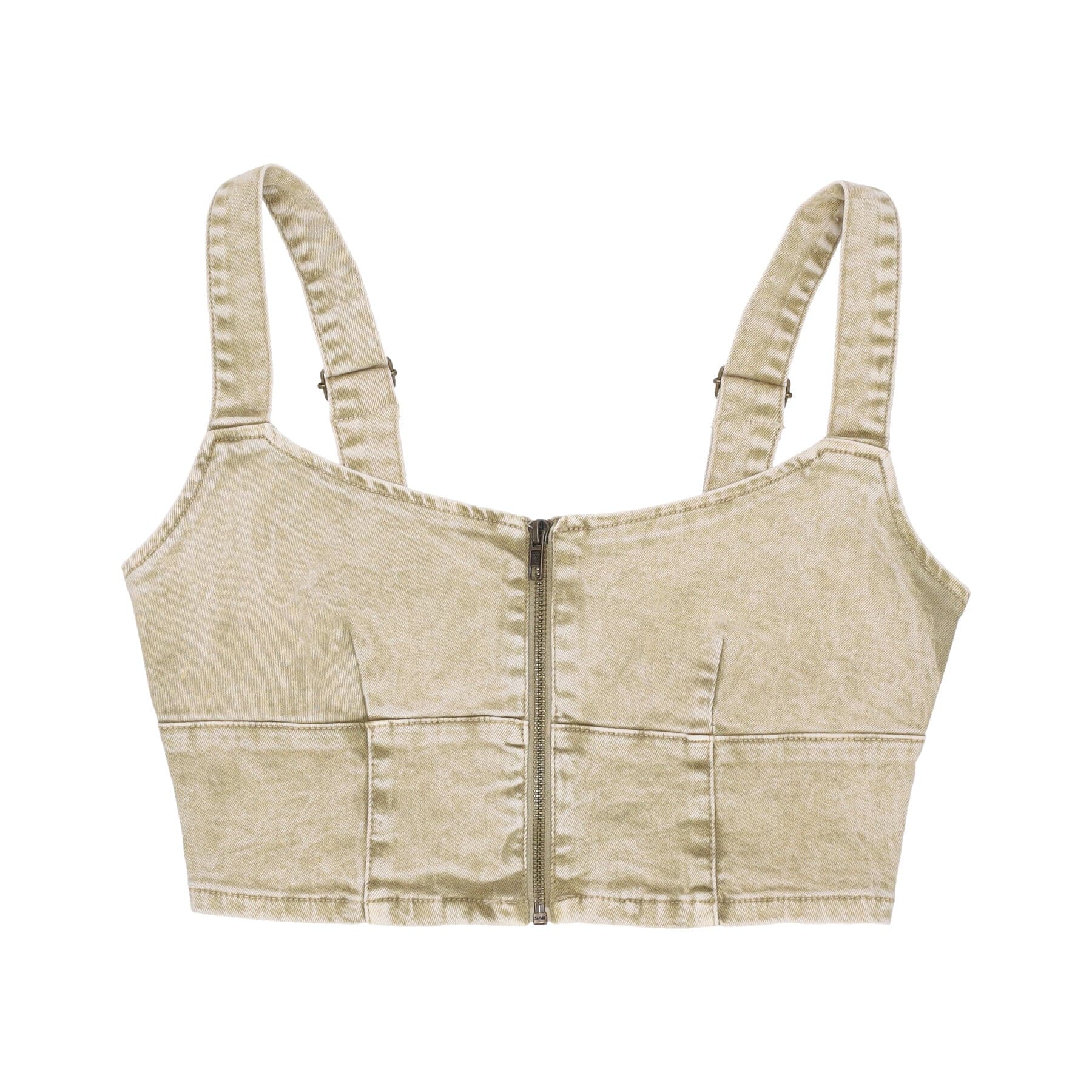 GUESS ORIGINALS Top Donna W Go Aged Zip Bustier Denim Top Go Aged White - 5