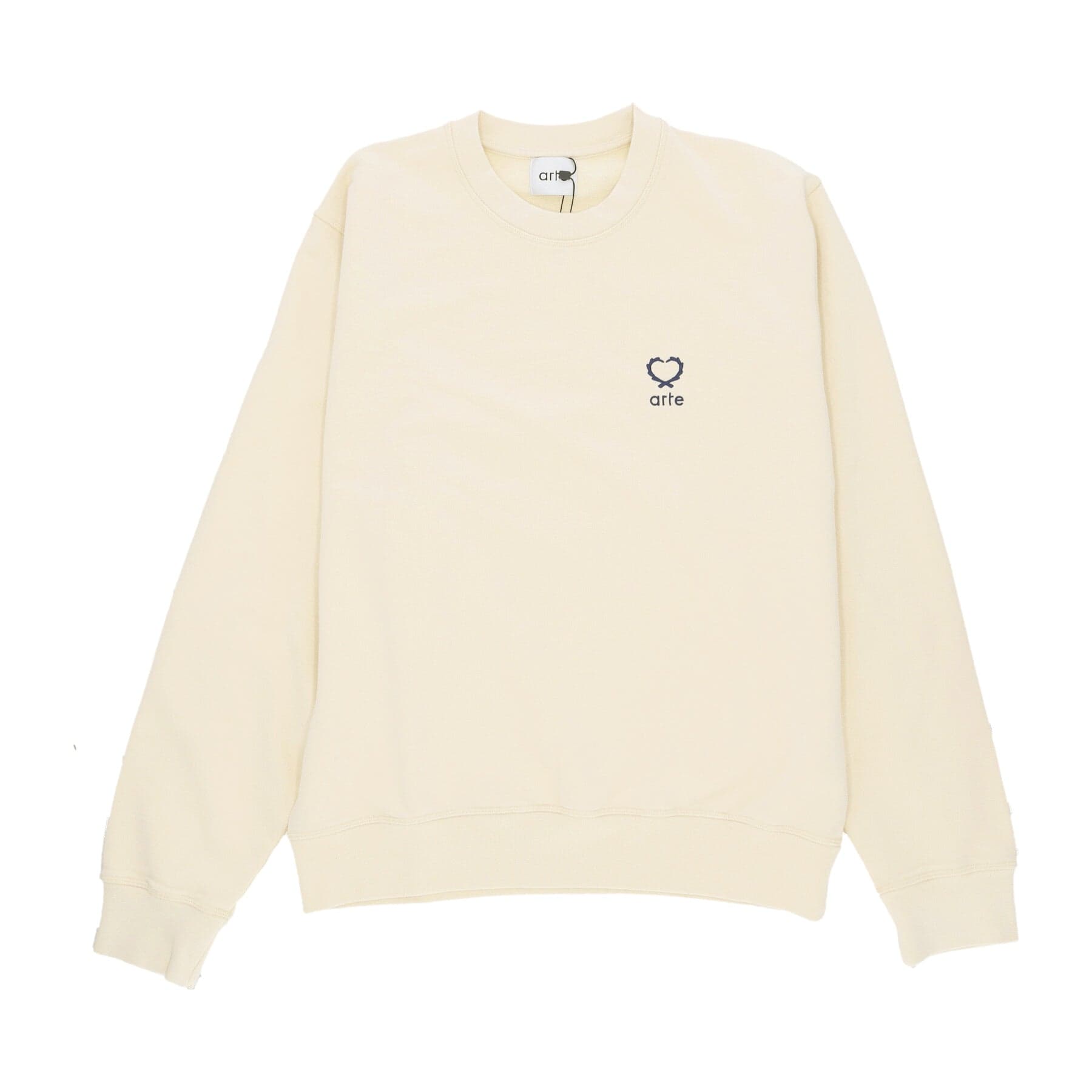 ARTE Felpa Leggera Girocollo Uomo Carlos Small Heart Crewneck Cream - 5
