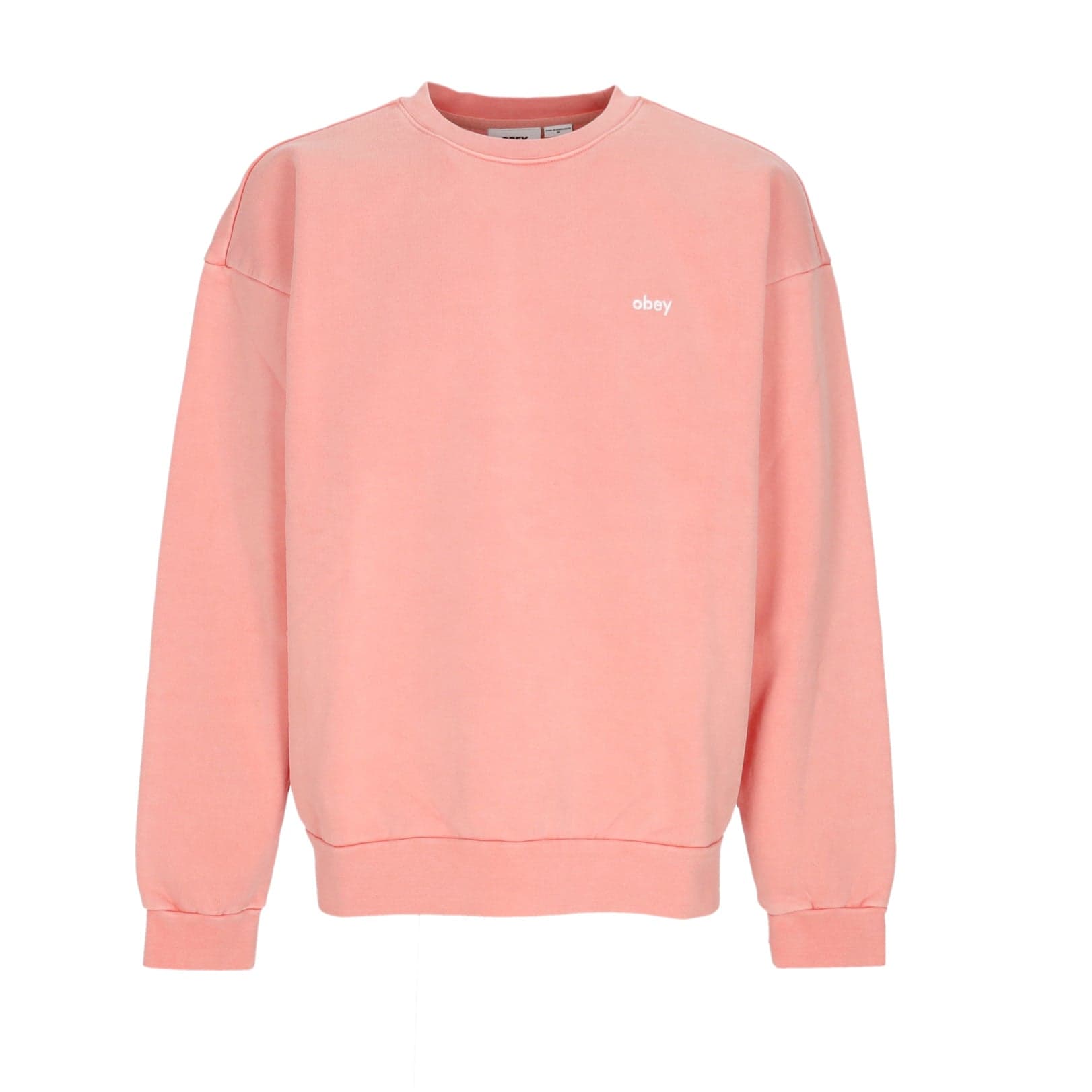 OBEY Felpa Leggera Girocollo Uomo Lowercase Pigment Crew Fleece Pigment Shell Pink - 4