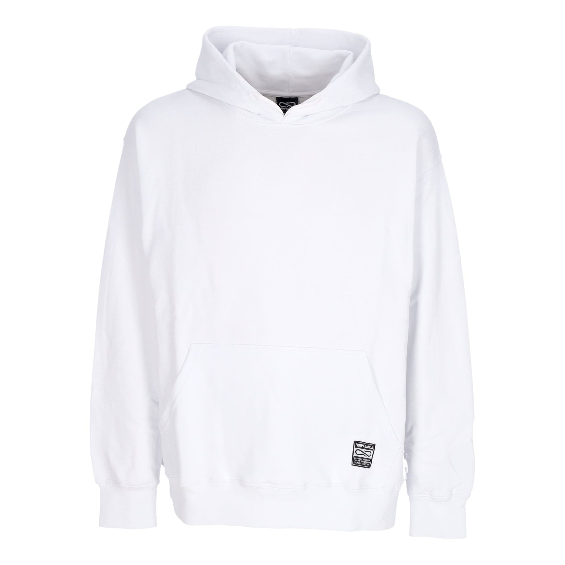 PROPAGANDA Felpa Leggera Cappuccio Uomo Label Classic Hoodie White - 4