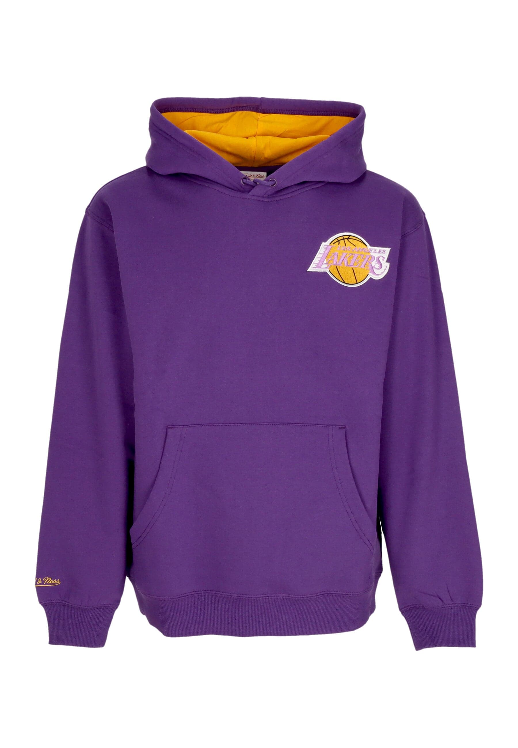 MITCHELL &amp; NESS Felpa Cappuccio Uomo Nba Premium Fleece Vintage Logo Hoodie Ervin Johnson Loslak Purple - 5