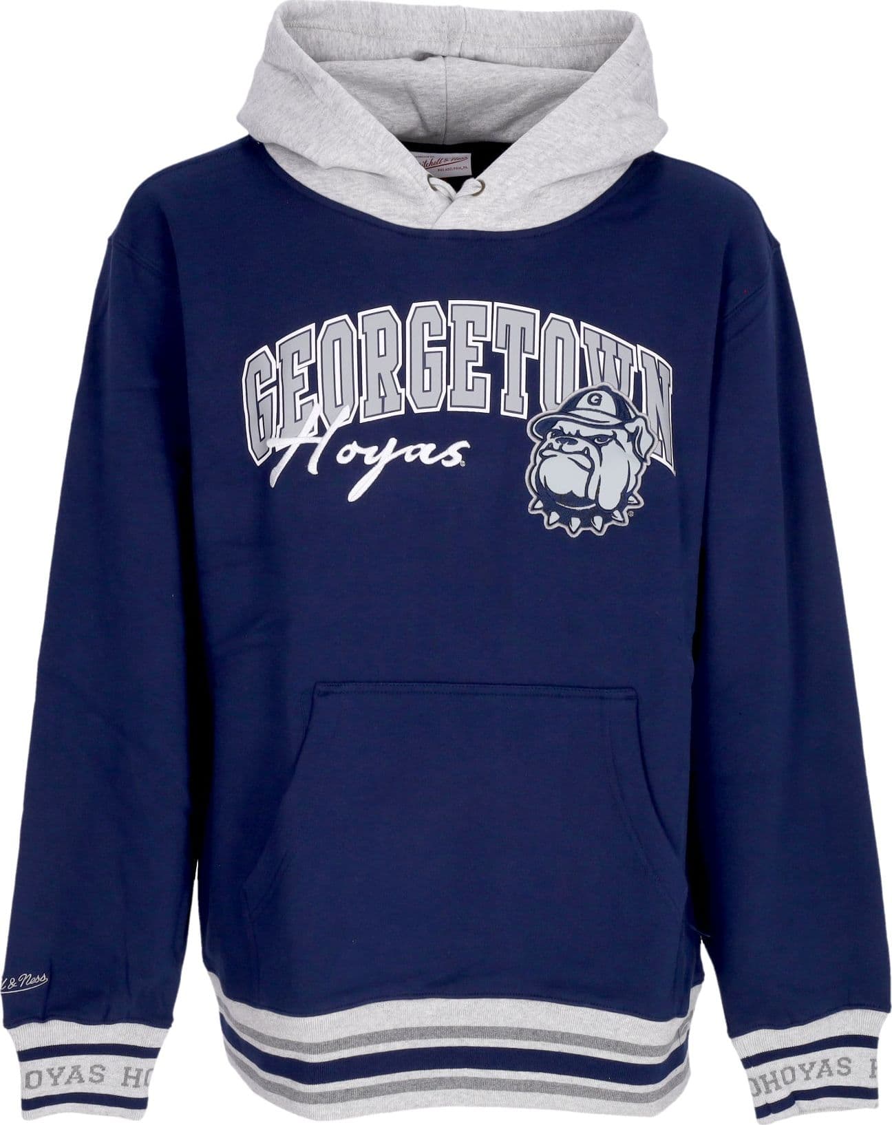 MITCHELL &amp; NESS Felpa Cappuccio Uomo Ncaa Premium Fleece Vintage Logo Hoodie Geohoy Navy – Mitchell & Ness – giacca