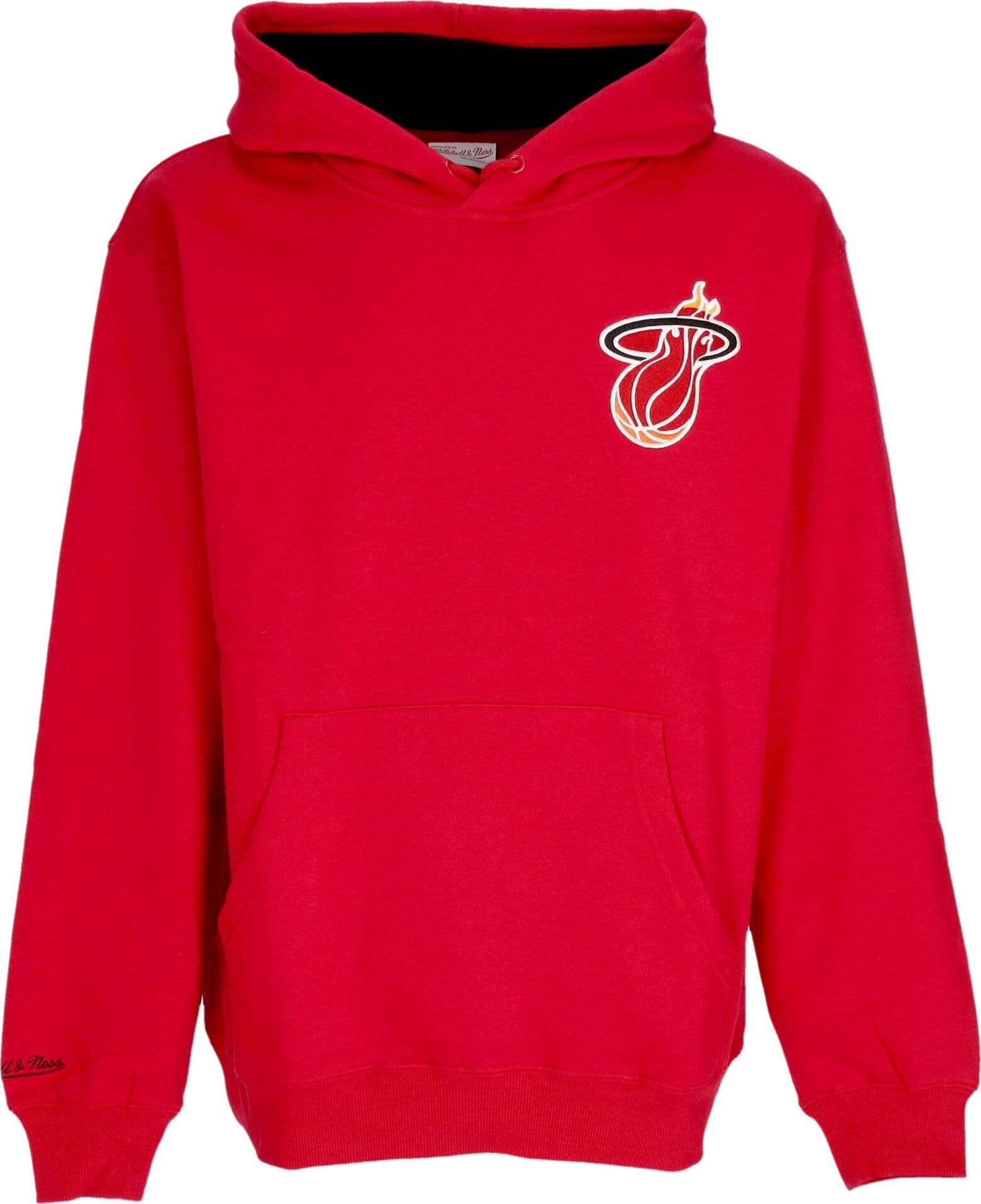 MITCHELL &amp; NESS Felpa Cappuccio Uomo Nba Premium Fleece Vintage Logo Hoodie Dwyane Wade Miahea Scarlet – Mitchell & Ness