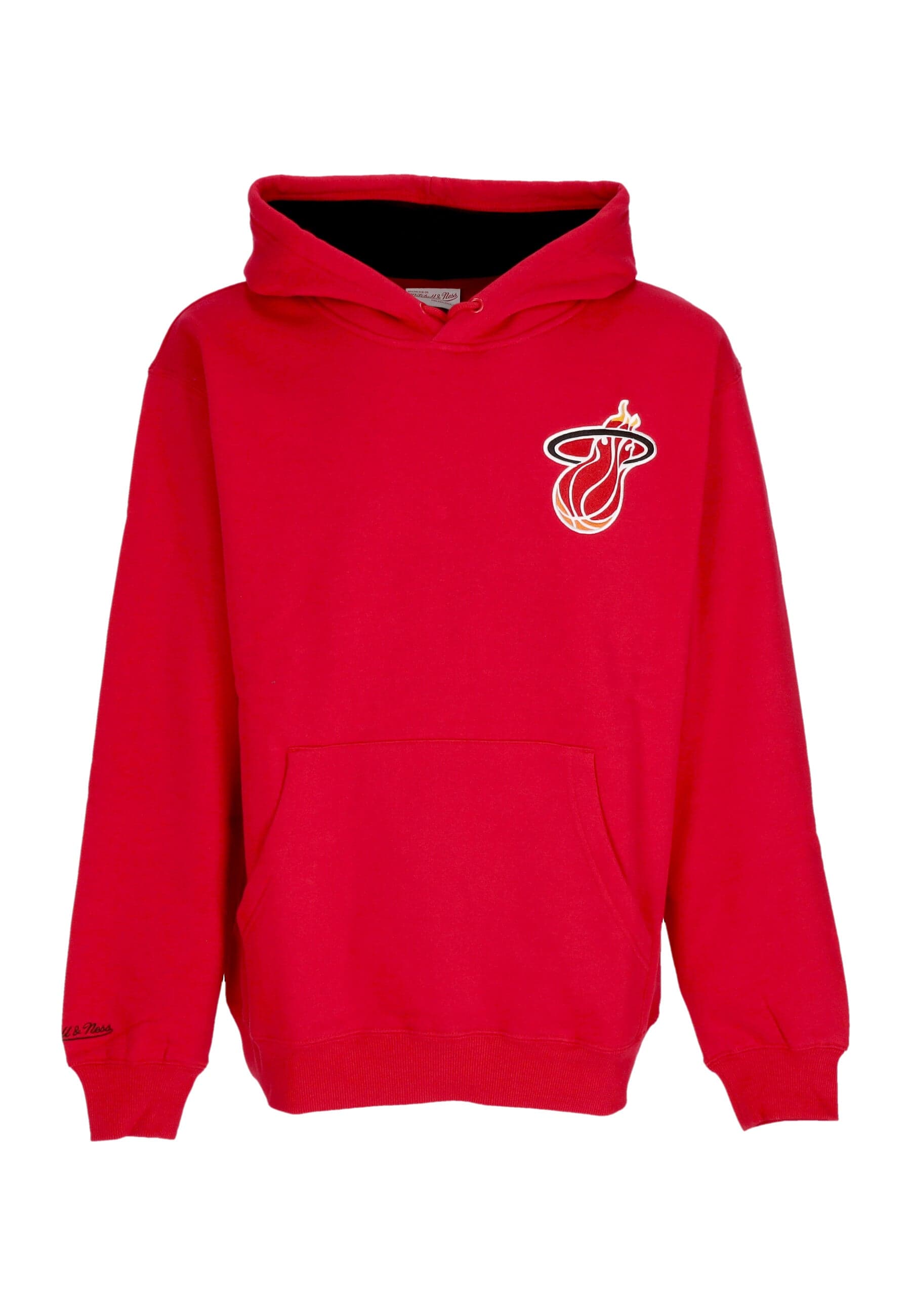 MITCHELL &amp; NESS Felpa Cappuccio Uomo Nba Premium Fleece Vintage Logo Hoodie Dwyane Wade Miahea Scarlet - 5