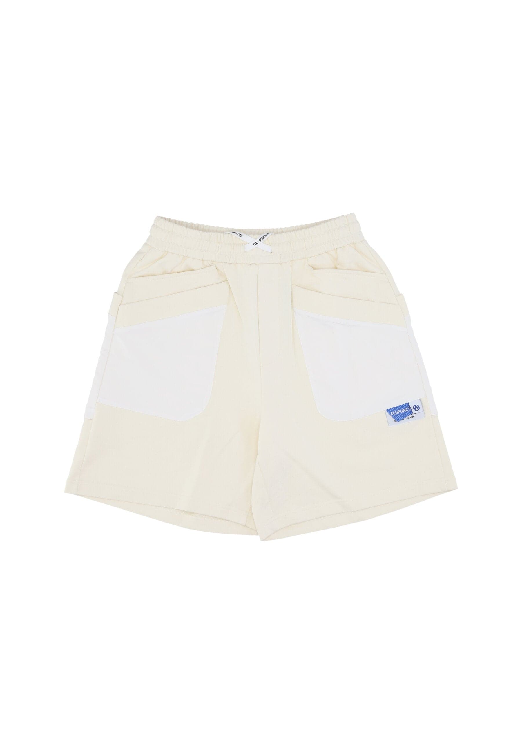 ACUPUNCTURE Pantalone Corto Tuta Uomo Label Shorts Cream - 5