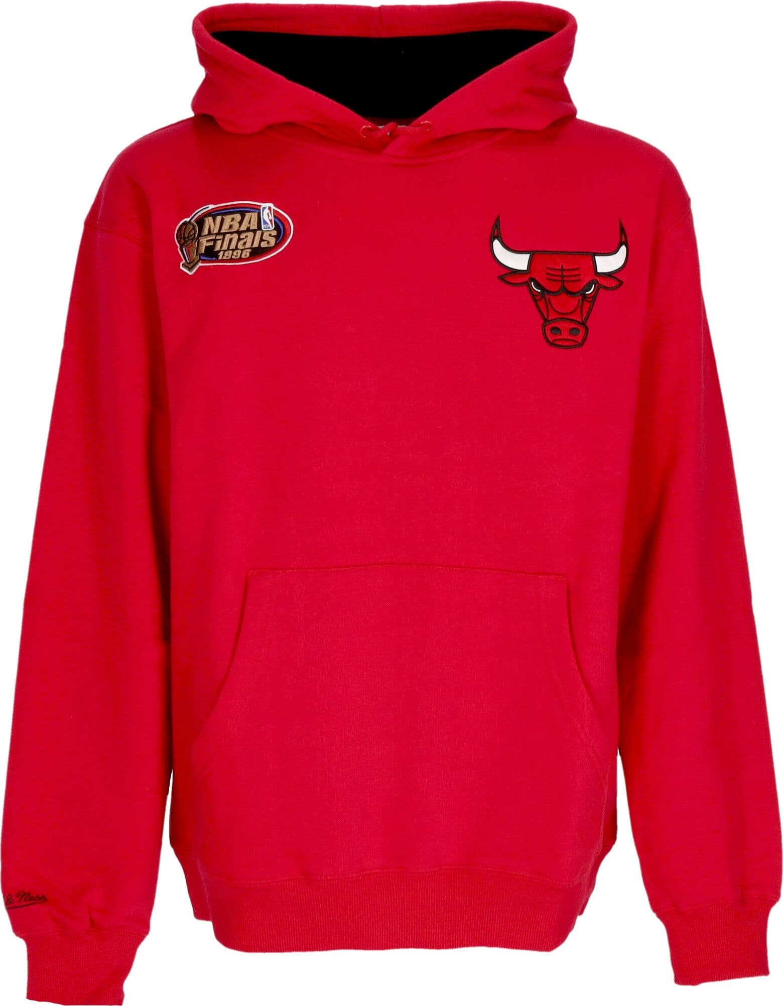 MITCHELL &amp; NESS Felpa Cappuccio Uomo Nba Premium Fleece Vintage Logo Hoodie Dennis Rodman Chibul Scarlet – Mitchell &