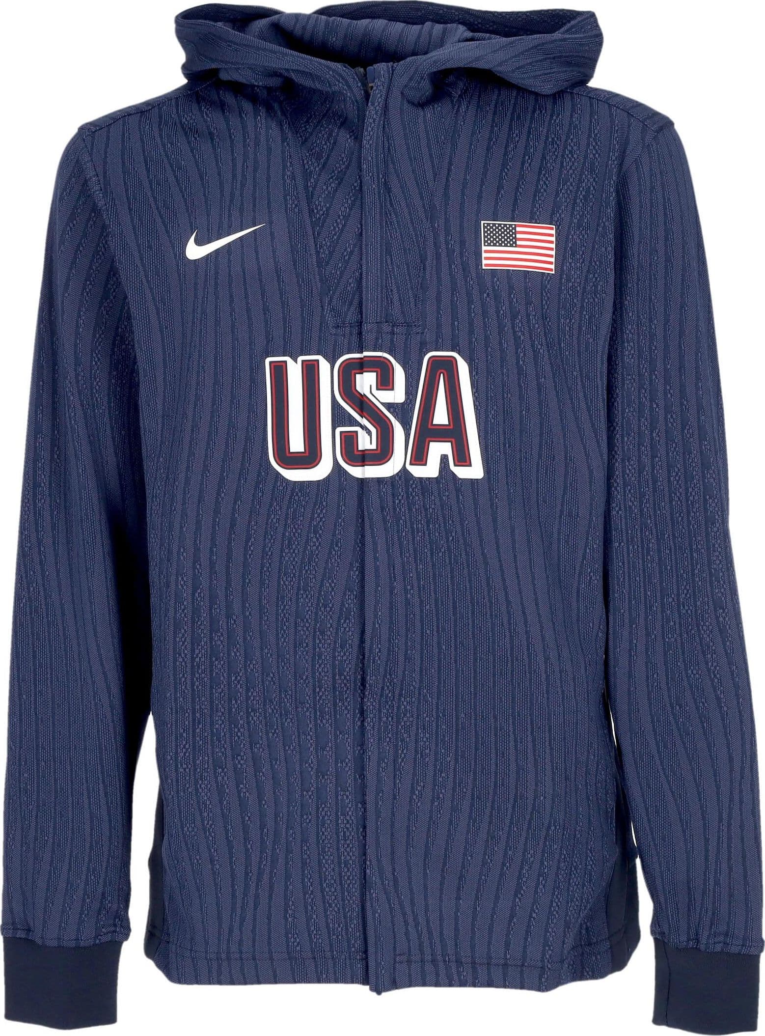 Nike Felpa Leggera Cappuccio Zip Uomo Dri-fit Adv Basketball Game Jacket Team Usa Obsidian/obsidian/white – giacca