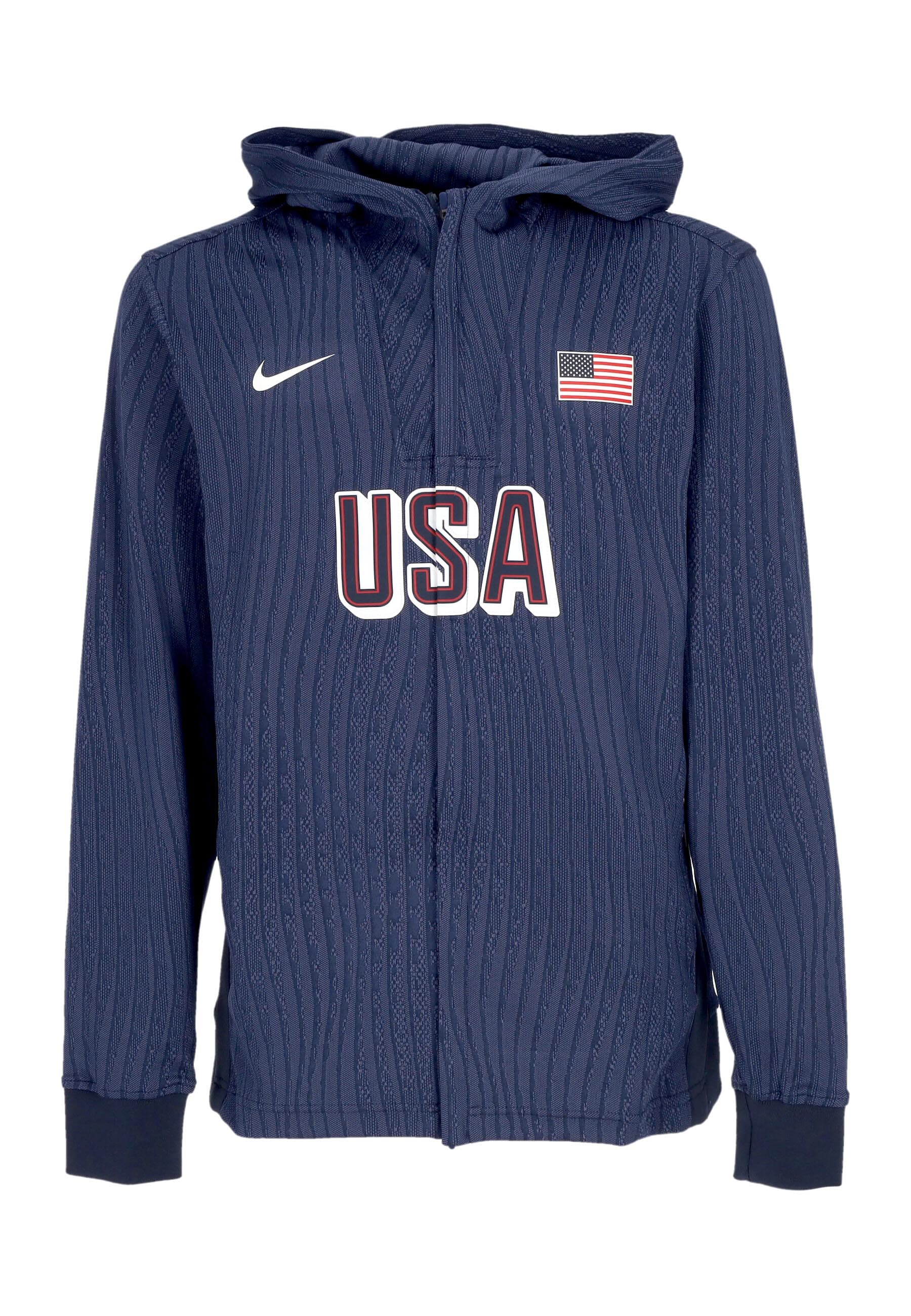 Nike Felpa Leggera Cappuccio Zip Uomo Dri-fit Adv Basketball Game Jacket Team Usa Obsidian/obsidian/white - 4