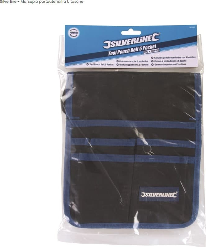 Borsa Marsupio portautensili attrezzi 5 tasche 220 x 260 mm Silverline in Borse per utensili Eternal Brico - Ariano Irpino, commercioVirtuoso.it