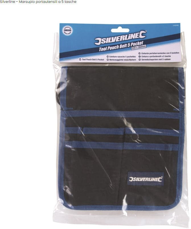Borsa Marsupio portautensili attrezzi 5 tasche 220 x 260 mm Silverline in Borse per utensili Eternal Brico - Ariano Irpino, commercioVirtuoso.it