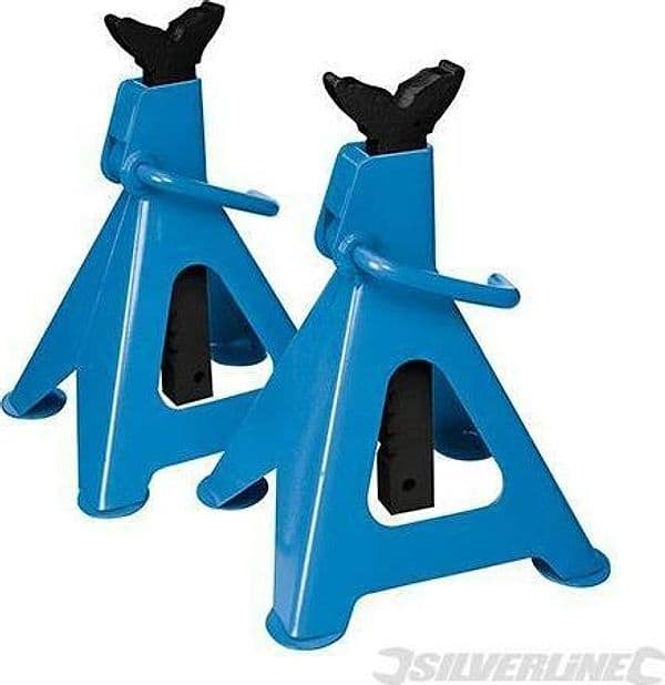 2 Cavalletti per Auto cricchetto regolazione da 3 e 6 Tonnellate Silverline Silverline