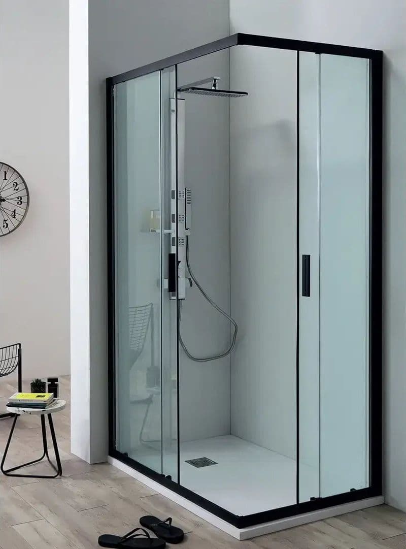 RAPID | Box Doccia Profili Neri 6mm Porte Scorrevoli Anticalcare Montaggio Rapido