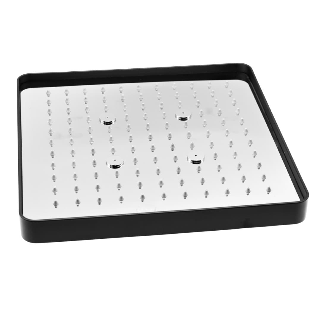 Soffione doccia ad Incasso Nero Opaco Quadrato cm 30x30 Centimetri a Pioggia - 5