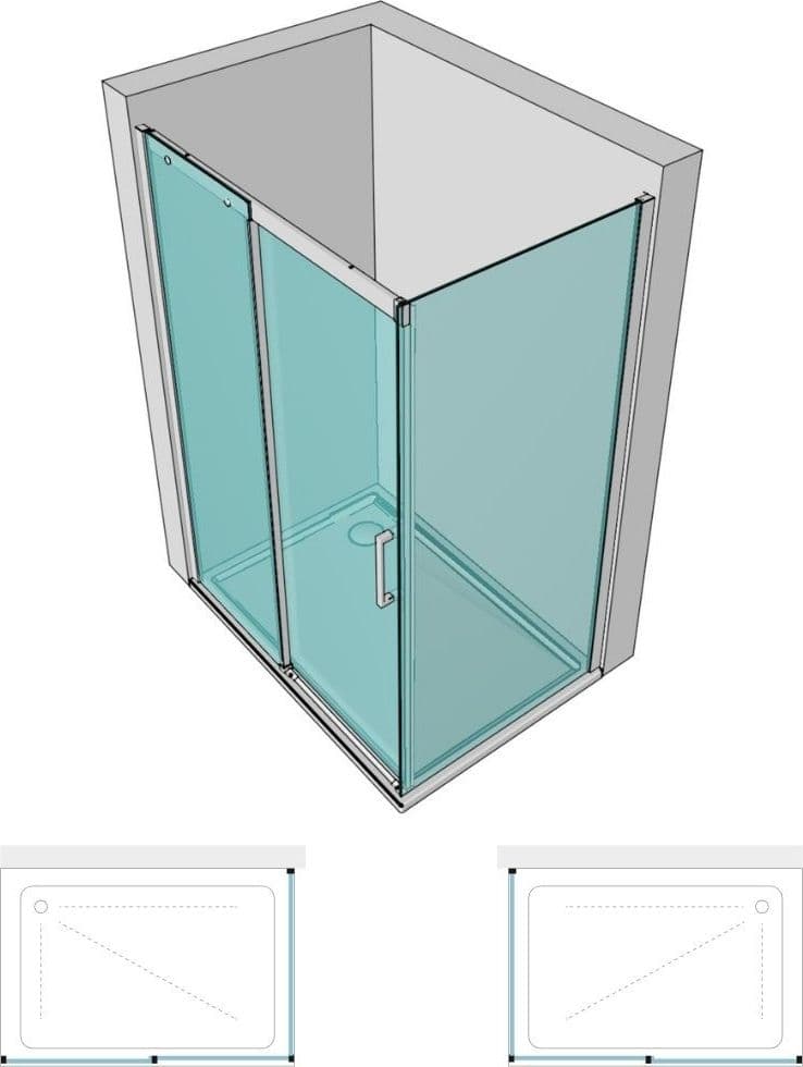 Box Angolare Porta Scorrevole Gelsomino Vetro 8 Millimetri Trasparente Temperato - 2