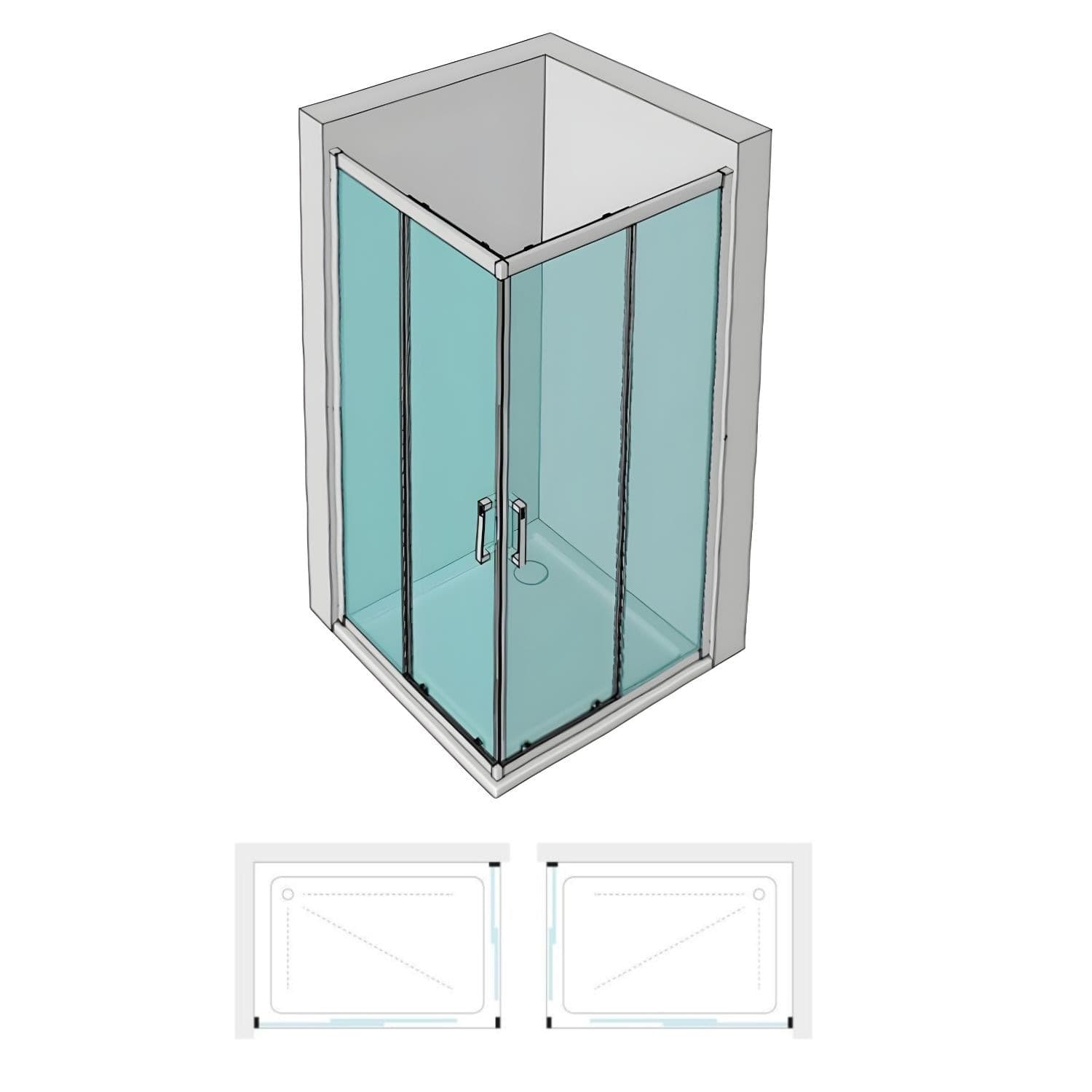 Lato Porta Box Doccia Angolare Nicchia Dafne Cristallo 6 mm 120 cm Stampato - 6
