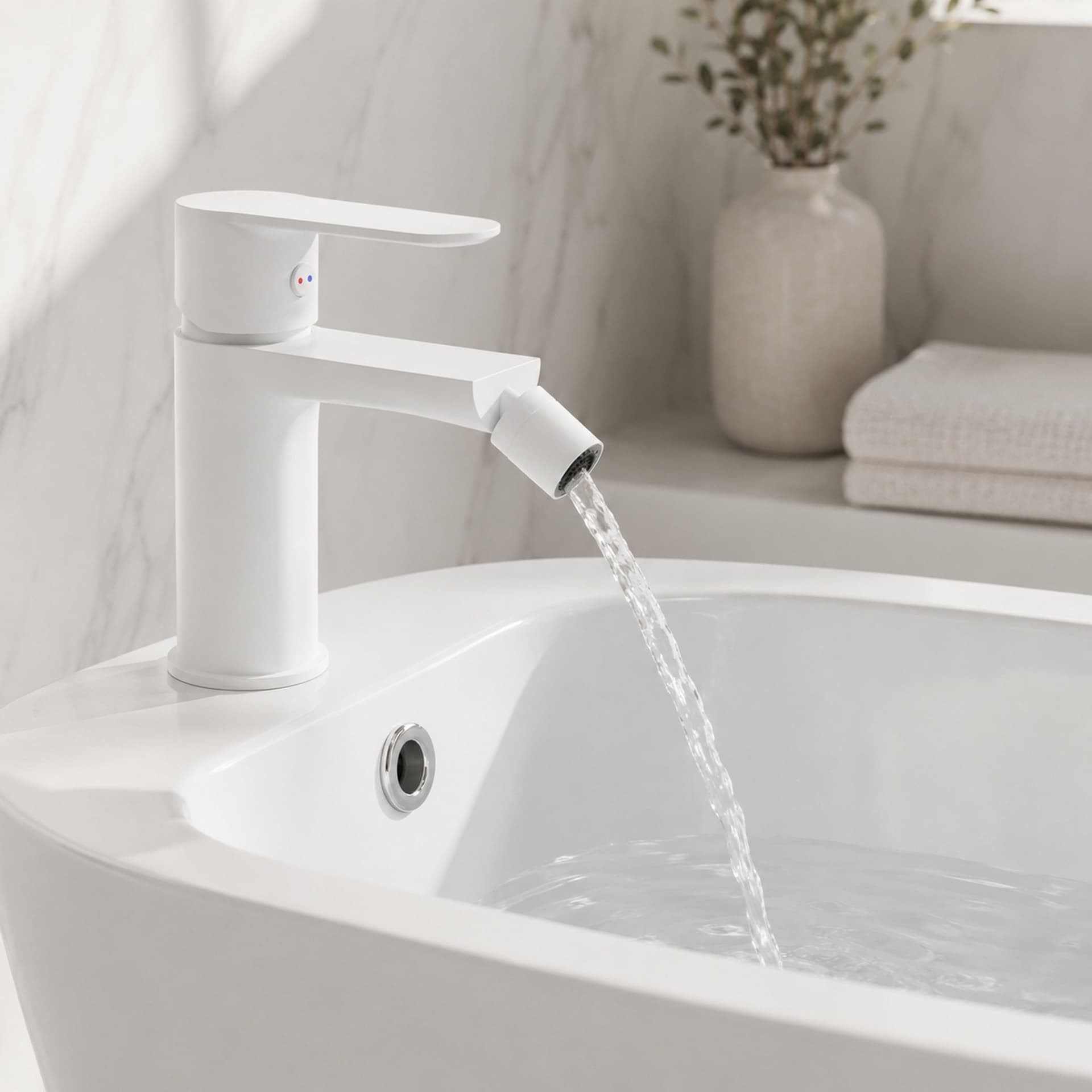 Miscelatore Rubinetto Oceania Per Bidet In Ottone Bianco Opaco - 2