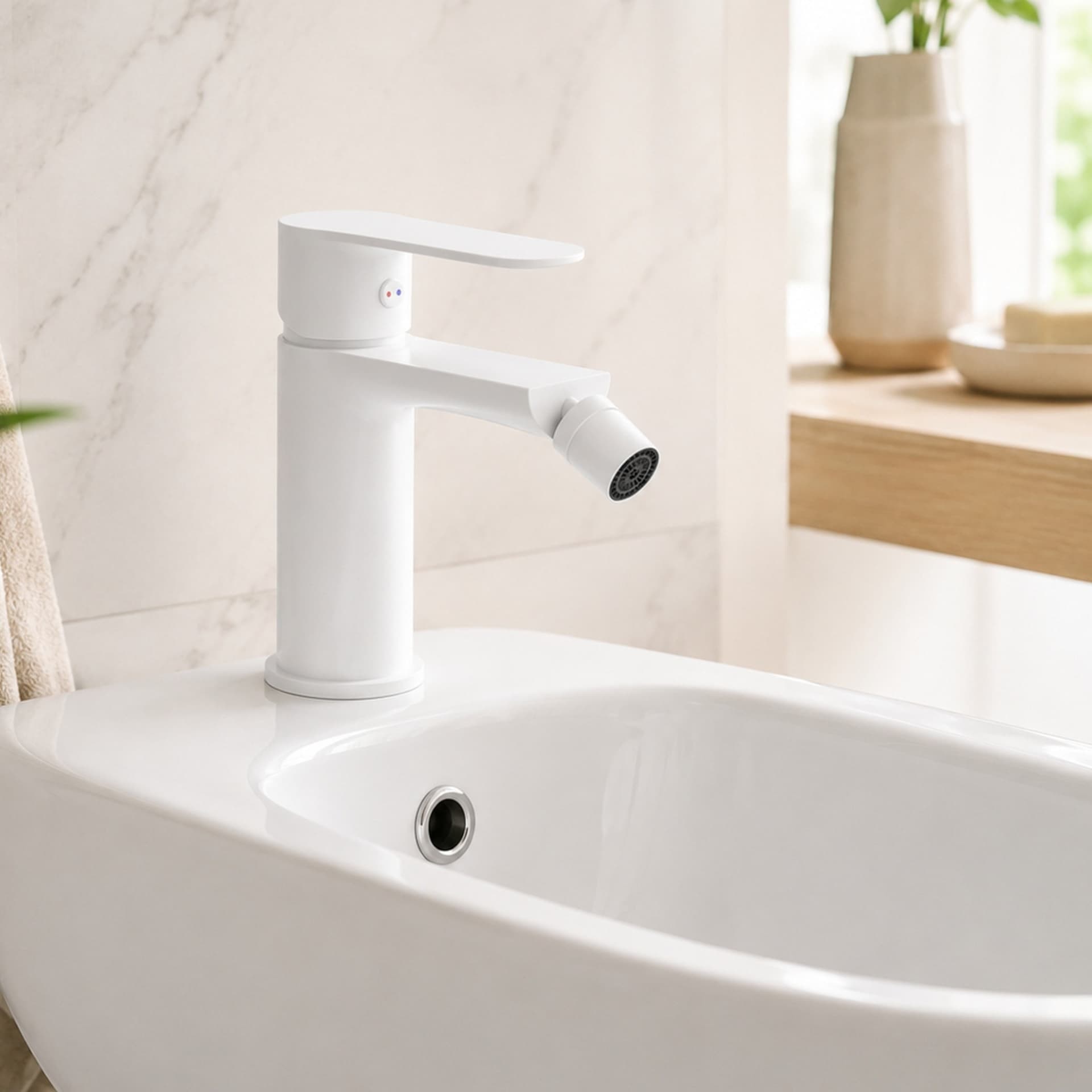 Miscelatore Rubinetto Oceania Per Bidet In Ottone Bianco Opaco - 4