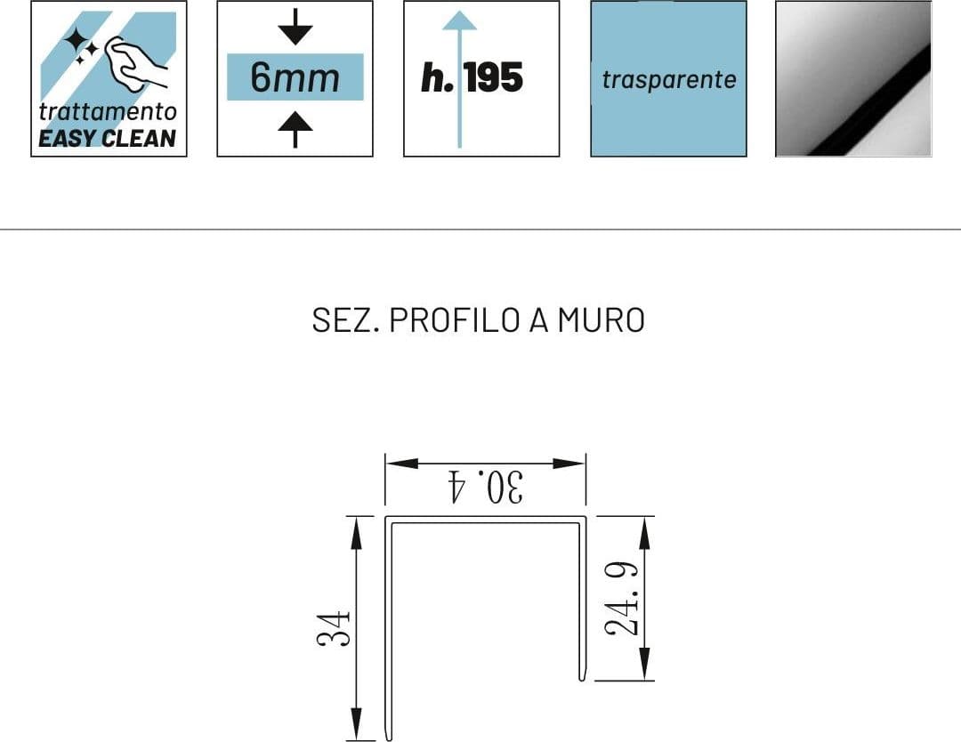 Ix Box Shower Lato fisso Calla LF116 Cristallo 6 millimetri Chrome - 15