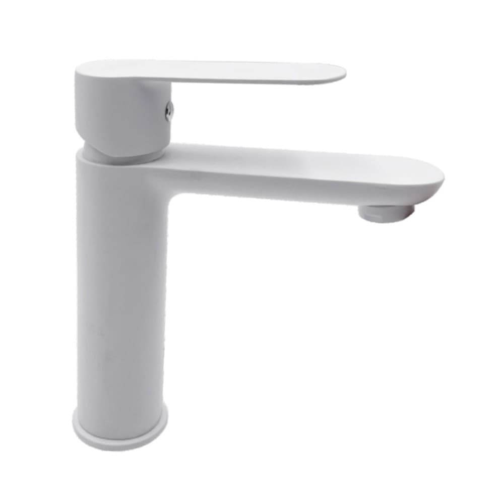 Miscelatore Rubinetto Oceania Lavabo in Ottone Colore Bianco Opaco con Piletta - 3