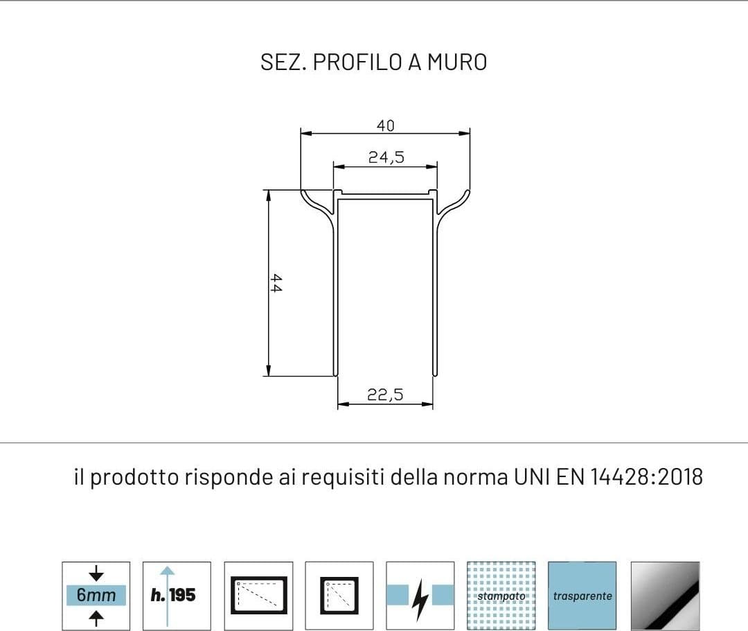 Lato Fisso Per Porta Pieghevole Edera LF110T 6 Millimetri Chrome Ix Box Shower - 11