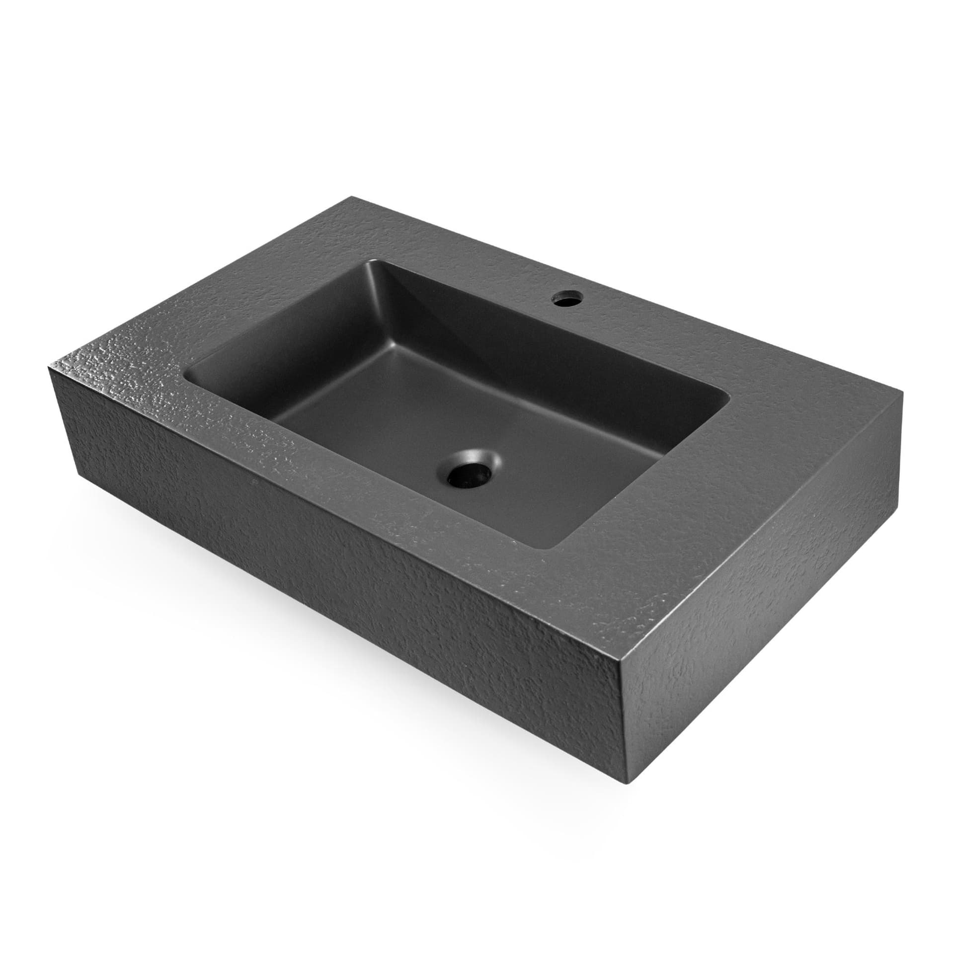 Ogomondo Top Lavabo Sospeso in Materiale Marmo Resina Finitura Asfalto - 26