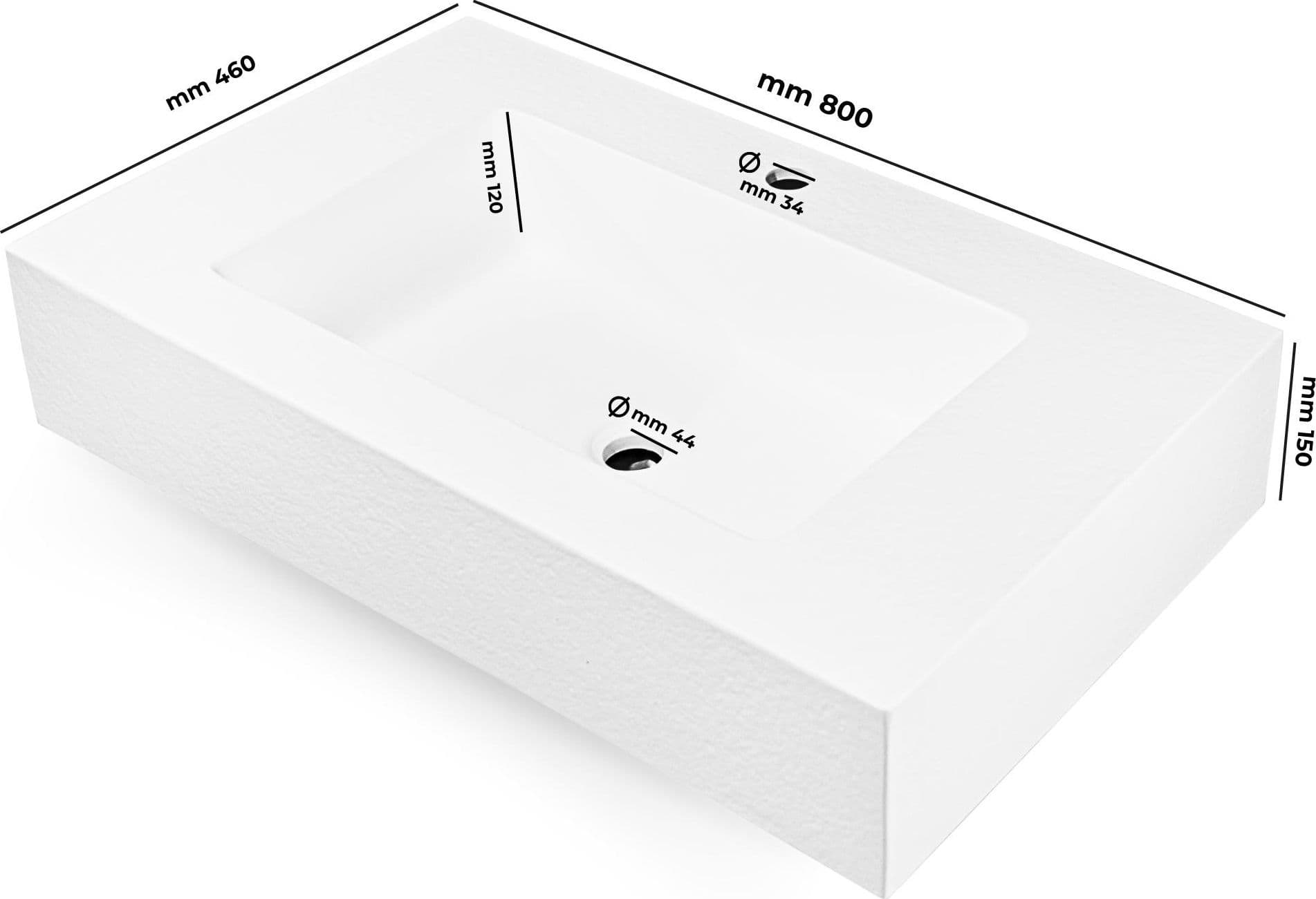 Ogomondo Top Lavabo Sospeso in Materiale Marmo Resina Finitura Asfalto - 9