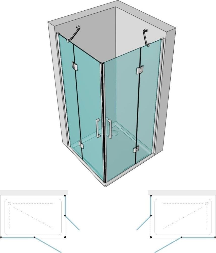 Cabina doccia Angolare Giglio 2 Ante Cristallo 8 mm Trasparente 80x120x195h - 3