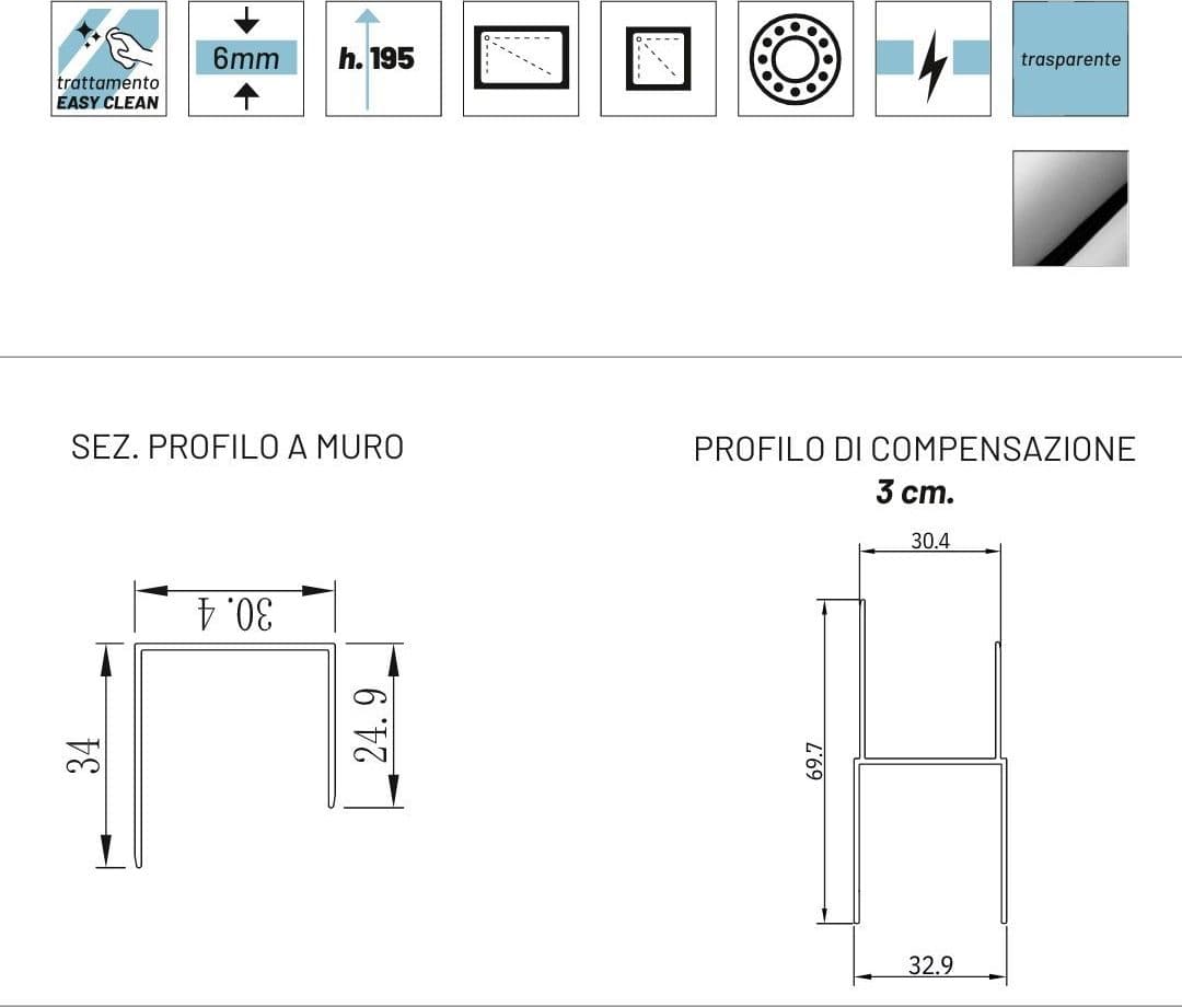 Ix Box Shower Porta Doccia Scorrevole Calla S116 Cristallo 6 millimetri Chrome - 35