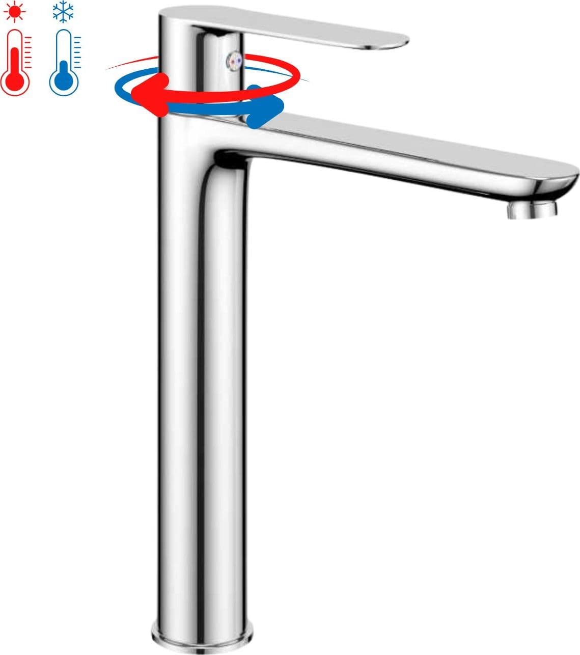 Miscelatore Rubinetto Oceania Per Lavabo Alto In Ottone Cromato - 3