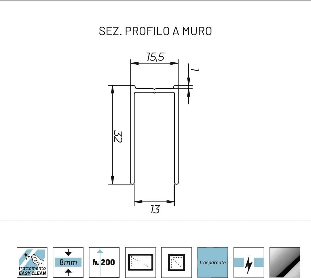 Cabina doccia Angolare Giglio 2 Ante Cristallo 8 mm Trasparente 70x100x195h - 4
