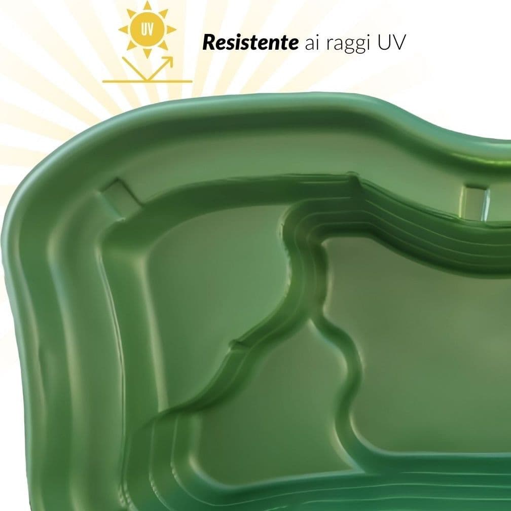 Laghetto da Giardino Maggiore Polietilene Verde Interrare 235x140x60 Litri 1000 - 5