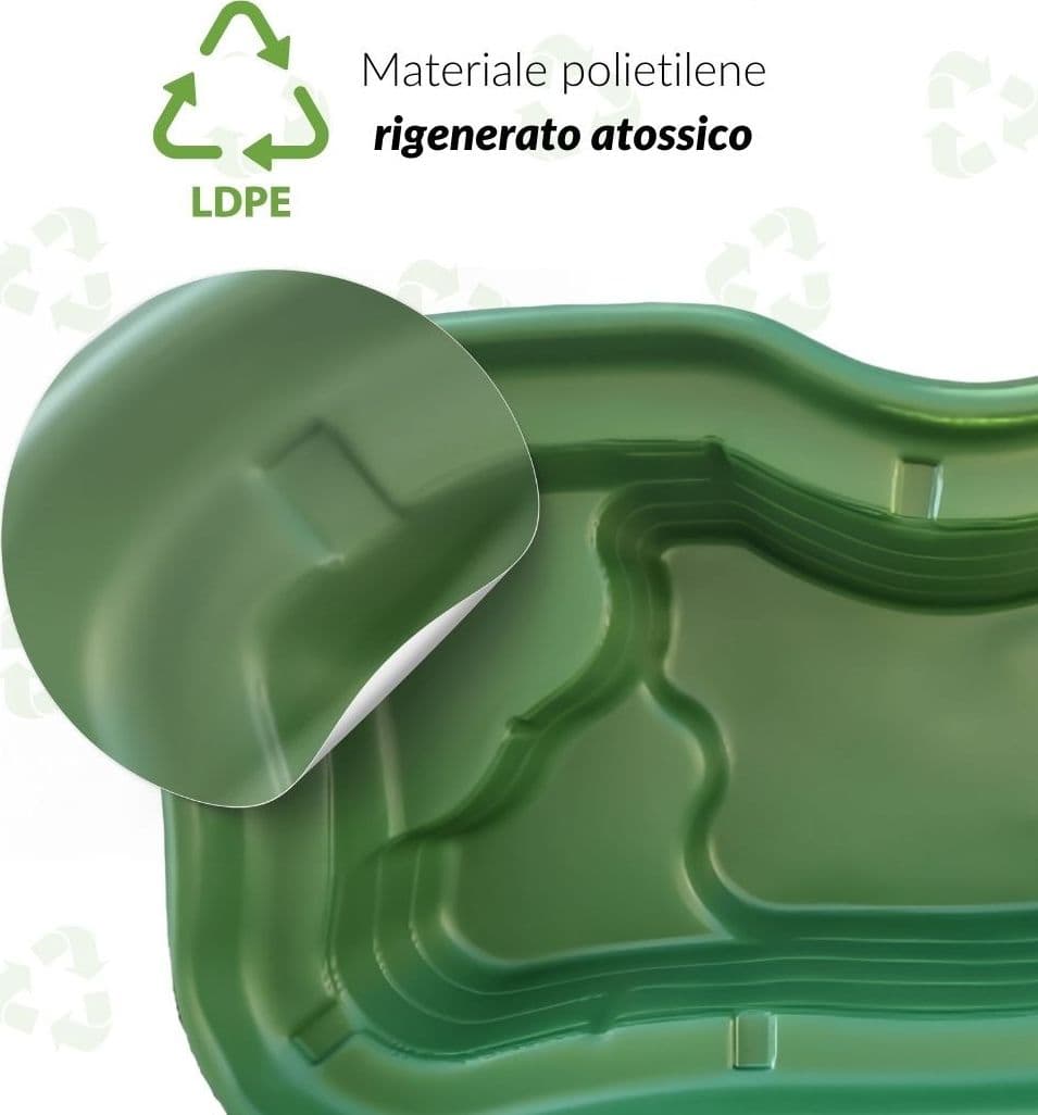 Laghetto da Giardino Maggiore Polietilene Verde Interrare 235x140x60 Litri 1000 - 6