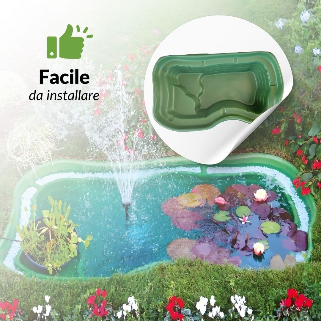 Laghetto da Giardino Maggiore Polietilene Verde Interrare 235x140x60 Litri 1000 - 7