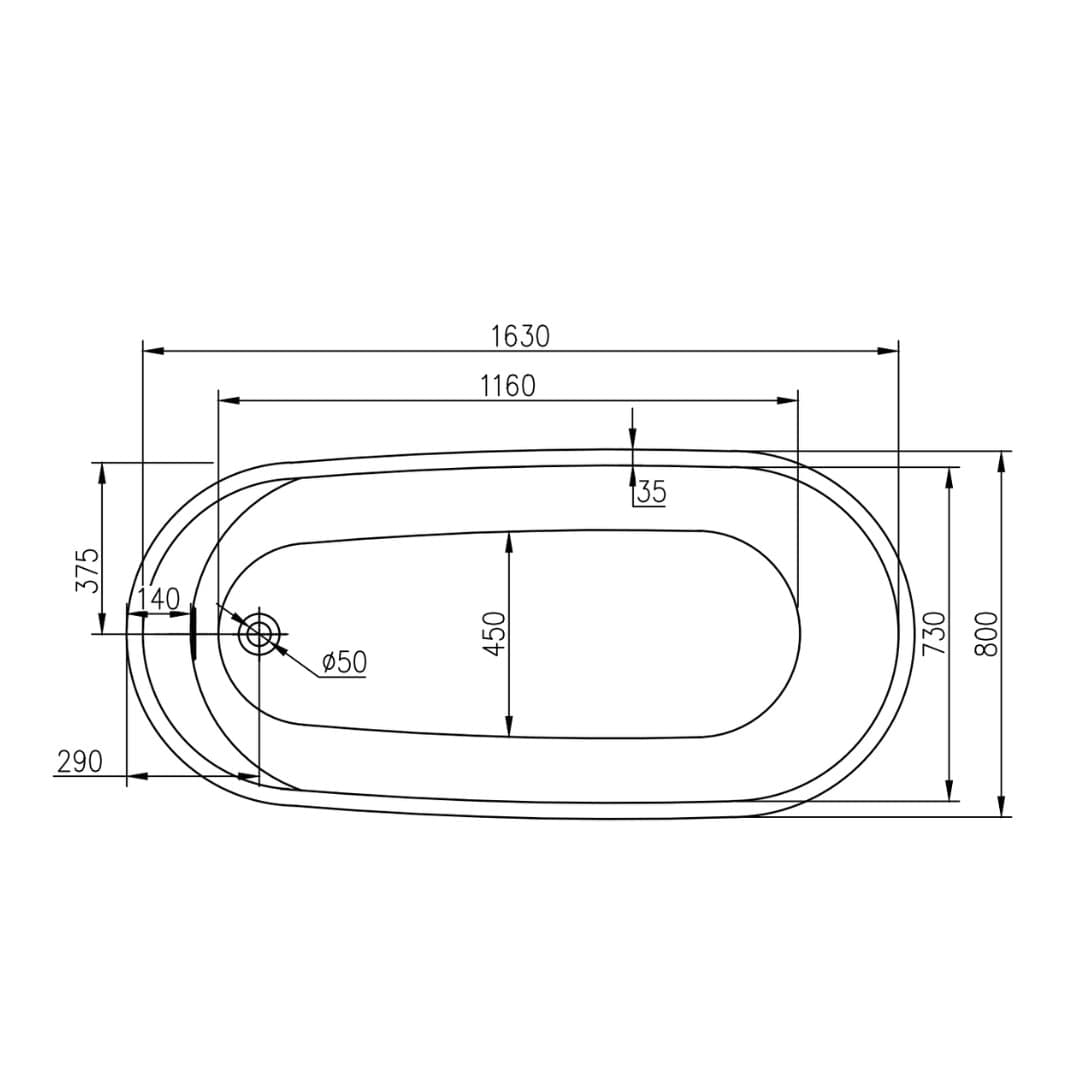 Vasca da bagno free Standing Bianca con Piletta e Troppopieno cm 170 - 6