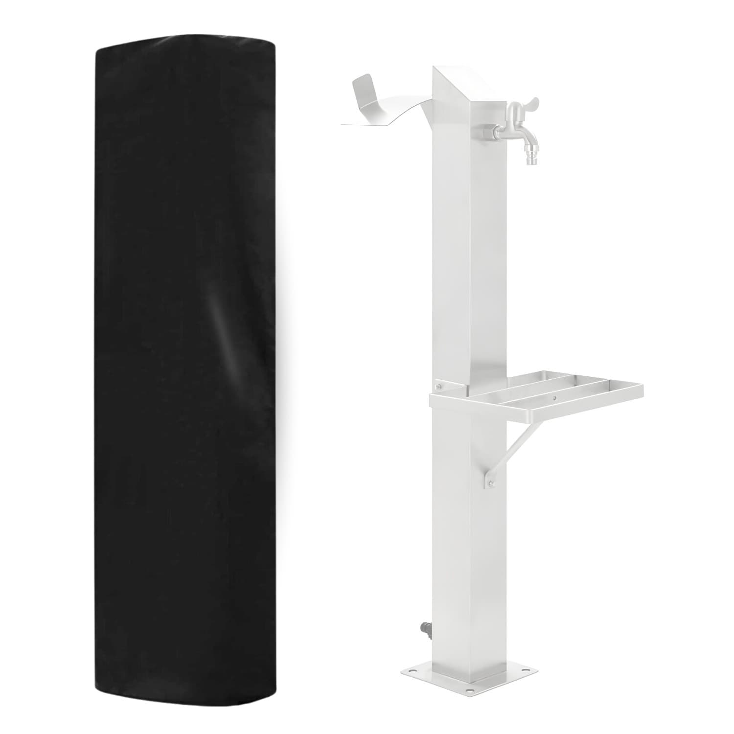 Fontana da Giardino a Colonna esterno in Acciaio Inox con Cover Impermeabile - 55