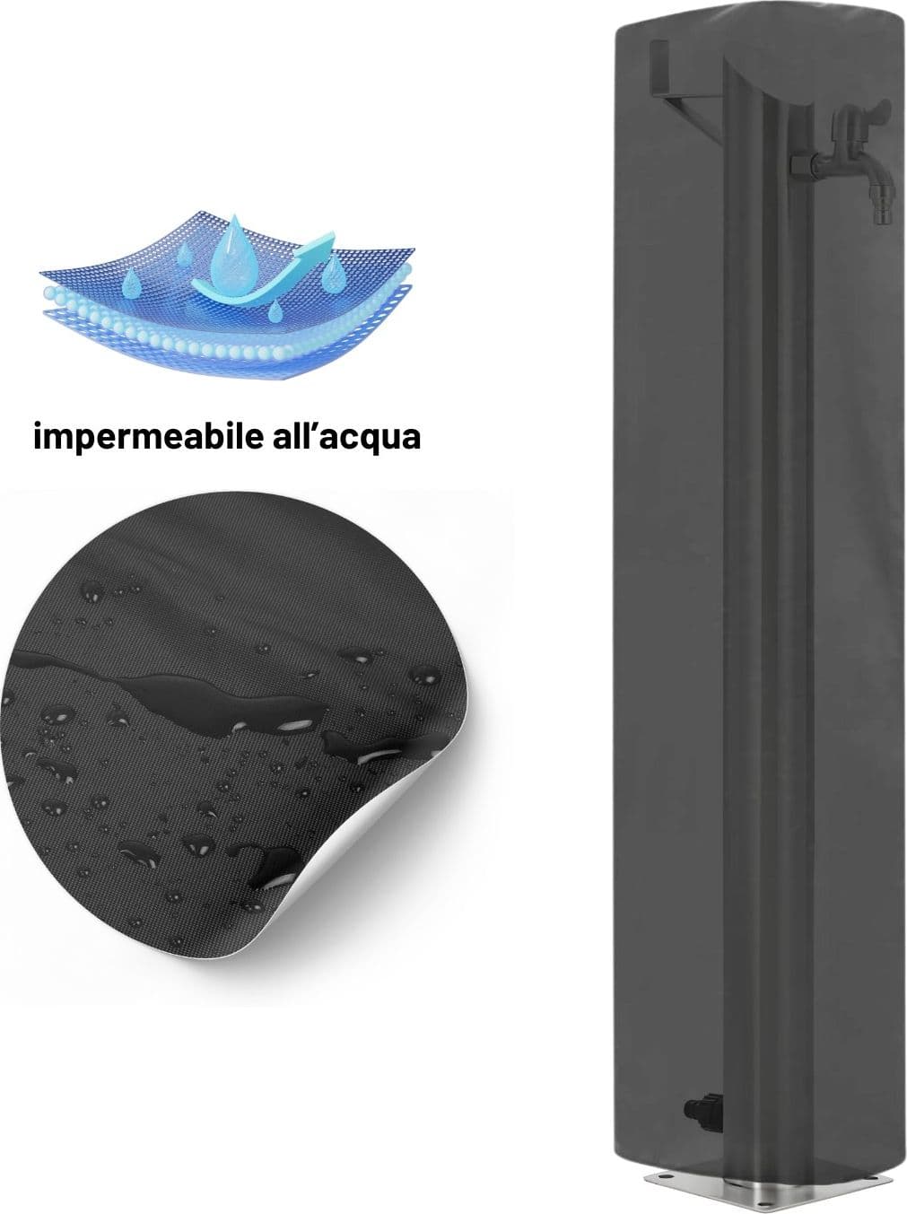 Fontana da Giardino a Colonna esterno in Acciaio Inox con Cover Impermeabile - 15