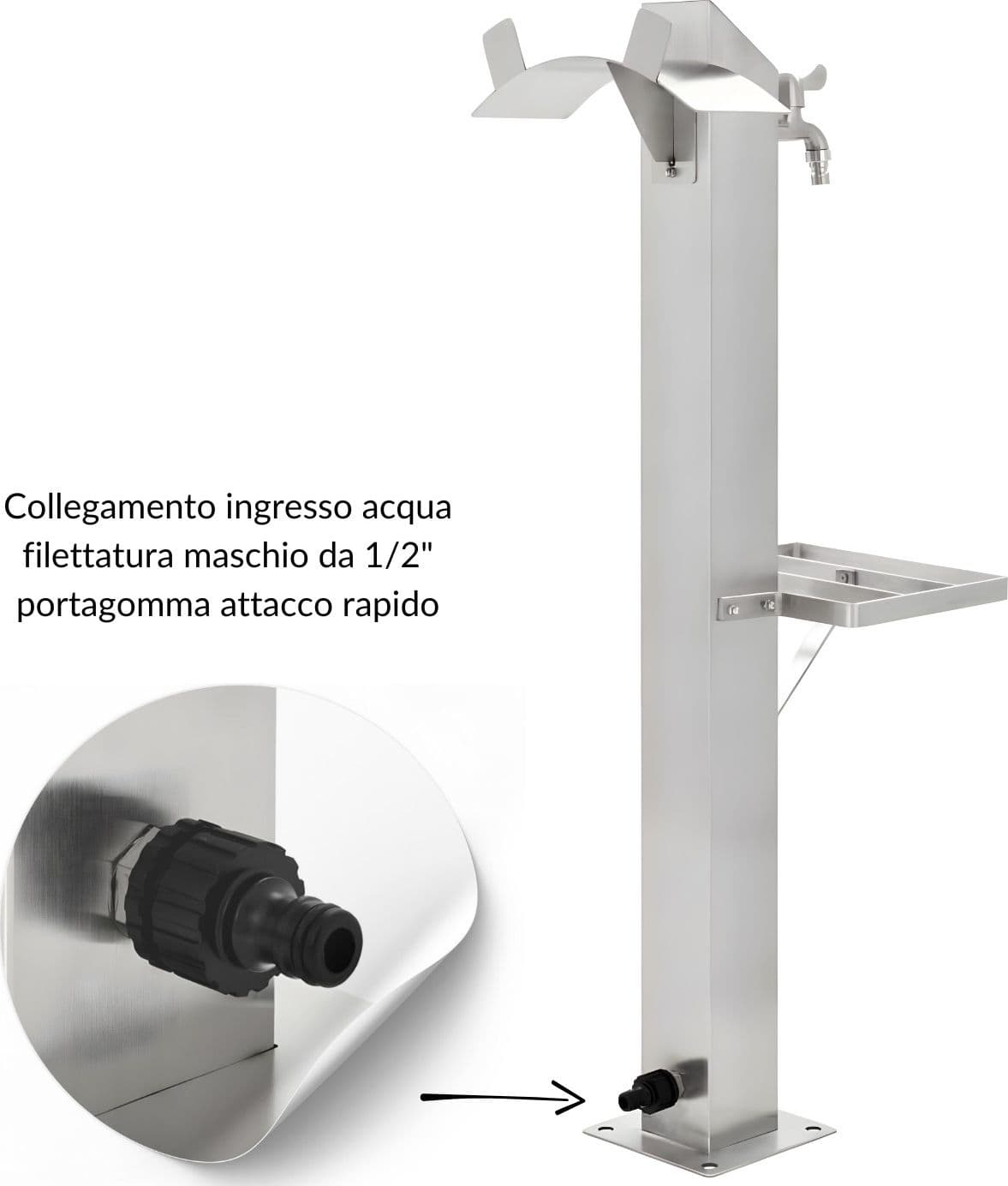 Fontana da Giardino a Colonna esterno in Acciaio Inox con Cover Impermeabile - 17