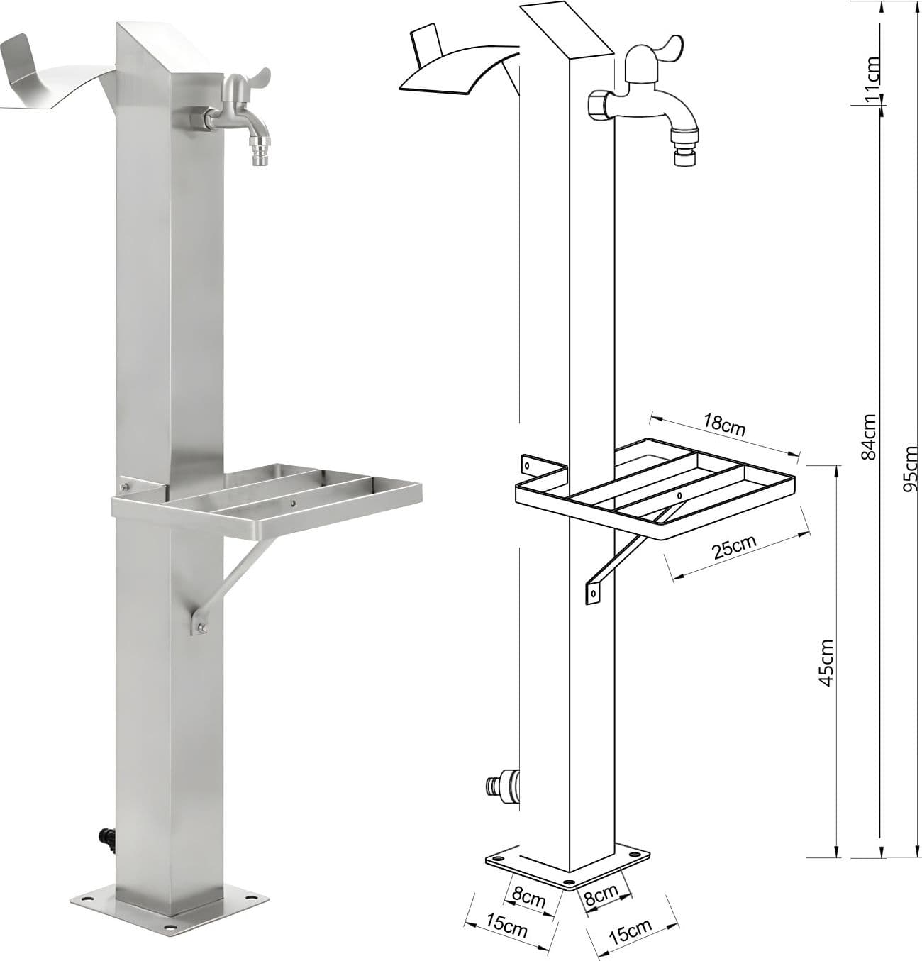 Fontana da Giardino a Colonna esterno in Acciaio Inox con Cover Impermeabile - 18