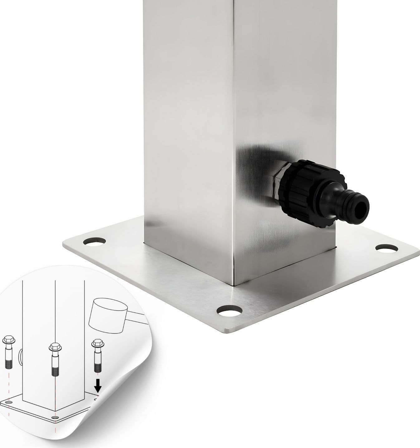 Fontana da Giardino a Colonna esterno in Acciaio Inox con Cover Impermeabile - 25