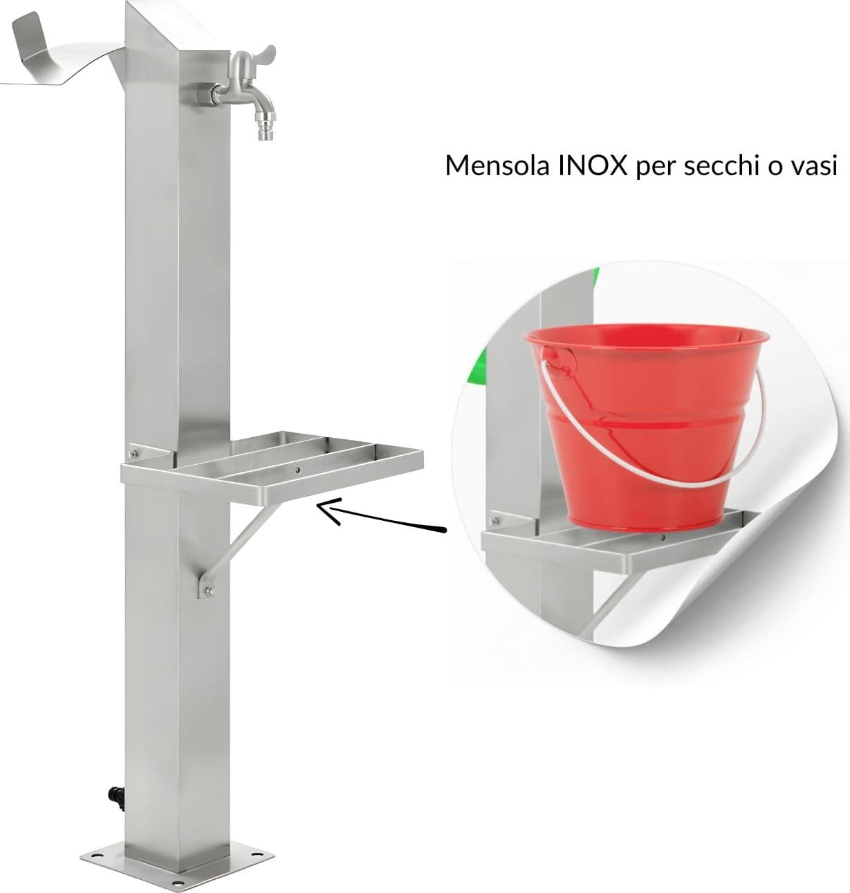 Fontana da Giardino a Colonna esterno in Acciaio Inox con Cover Impermeabile - 26