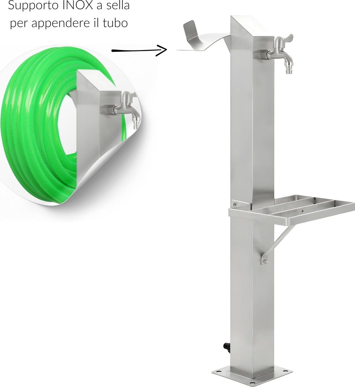 Fontana da Giardino a Colonna esterno in Acciaio Inox con Cover Impermeabile - 27