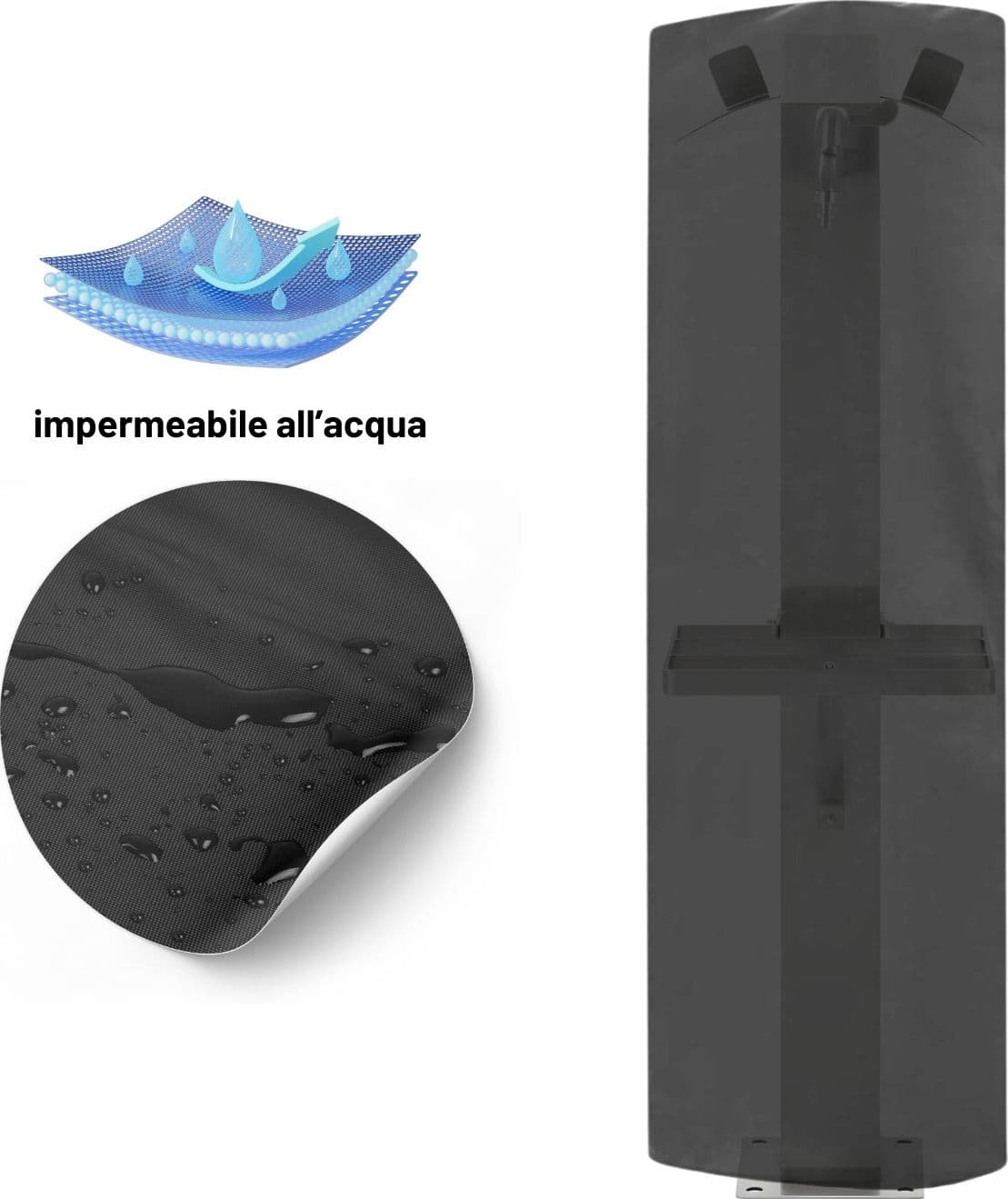 Fontana da Giardino a Colonna esterno in Acciaio Inox con Cover Impermeabile - 32