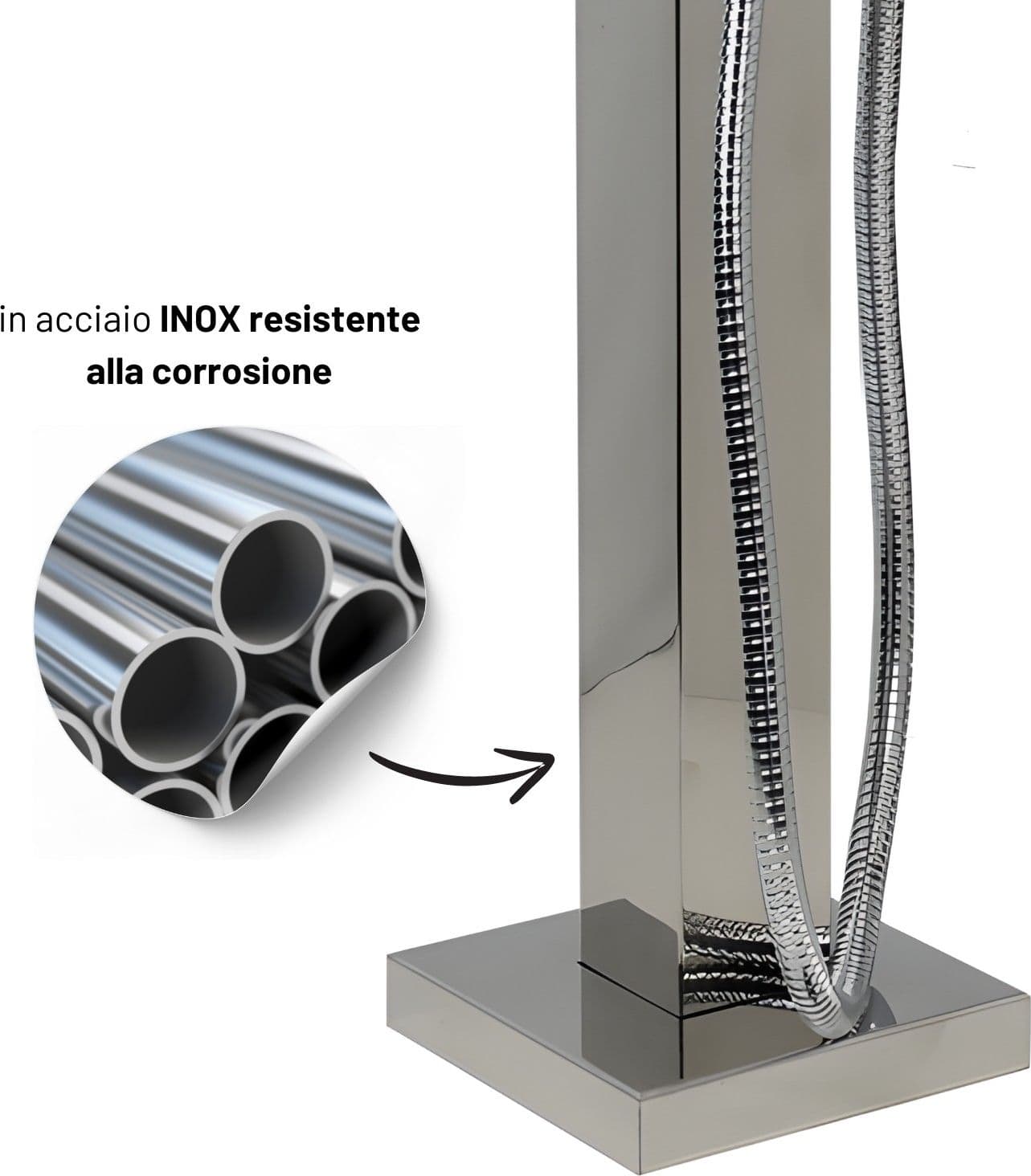 Fontana da Giardino a Colonna esterno in Acciaio Inox con Cover Impermeabile - 46
